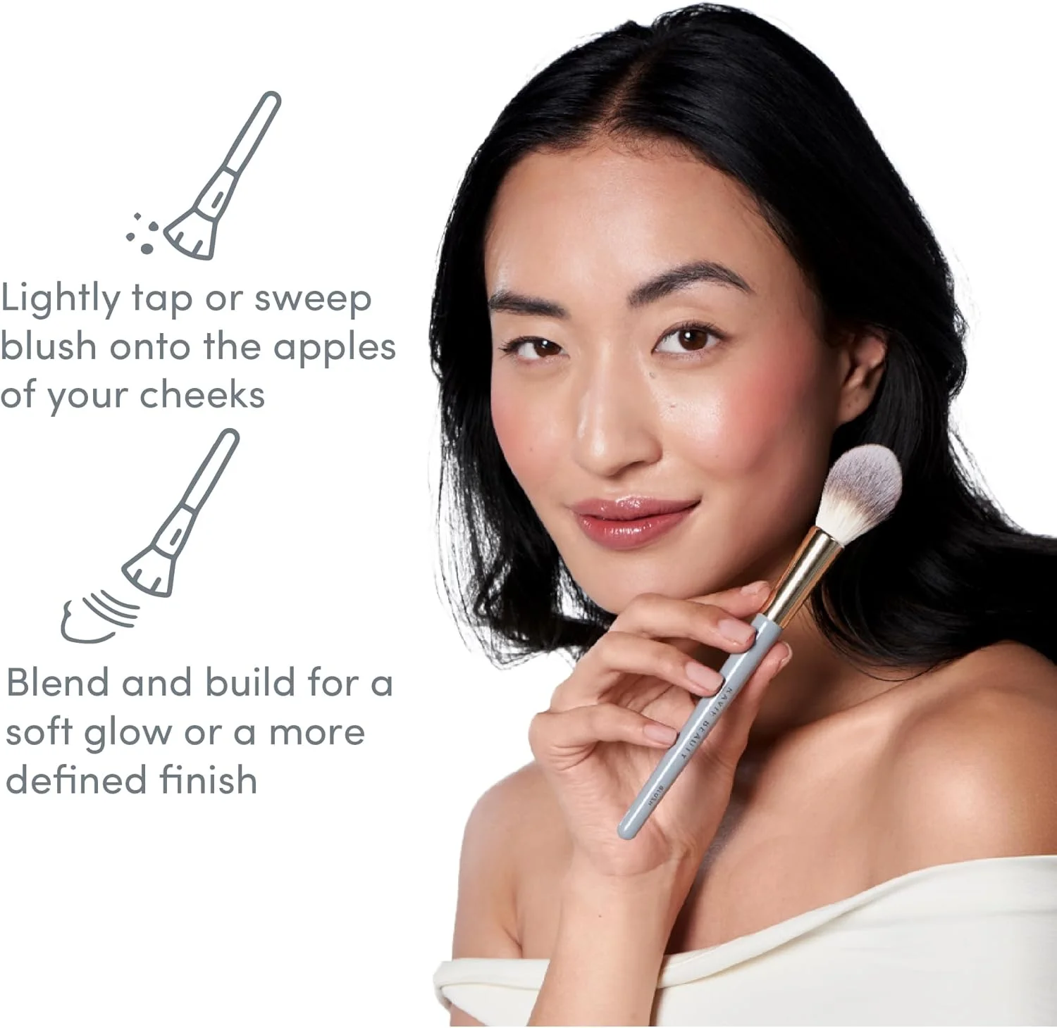 براش رژگونه راوی بیوتی - بهترین براش آرایشی نرم و کرکی برای گونه، براش پودر برنزر فوق العاده نرم، براش های رژگونه حرفه ای برای خانم ها، موهای مصنوعی