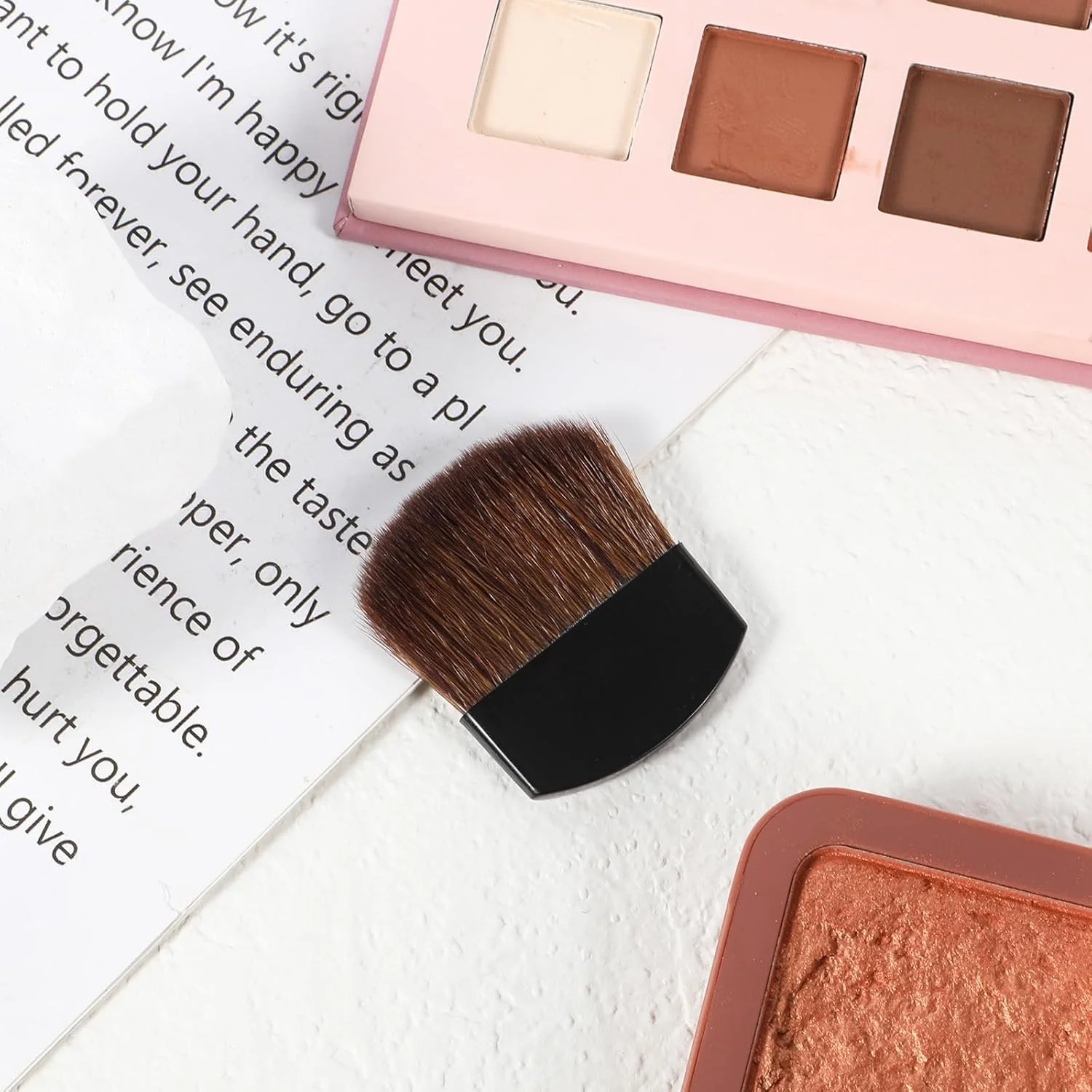 ست ۴ عددی برس رژگونه پودری مینی، برس آرایشی کوچک، برس های آرایش صورت چند منظوره مینی، برس های رژگونه قابل حمل با موهای نرم