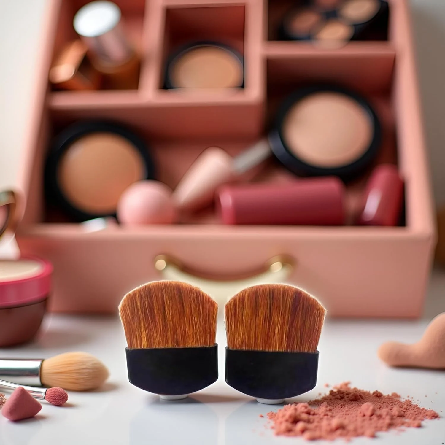 ست 2 عددی براش رژگونه پودری مینیاتوری قهوه ای، براش آرایشی کوچک و نرم با قابلیت استفاده دقیق در آرایش، براش آرایش صورت، براش های رژگونه، براش های آرایشی و ابزار ست 2 عددی براش رژگونه پودری مینیاتوری قهوه ای، براش آرایشی کوچک و نرم با قابلیت استفاده دقیق در آرایش، براش آرایش صورت، براش های رژگونه، براش های آرایشی و ابزار