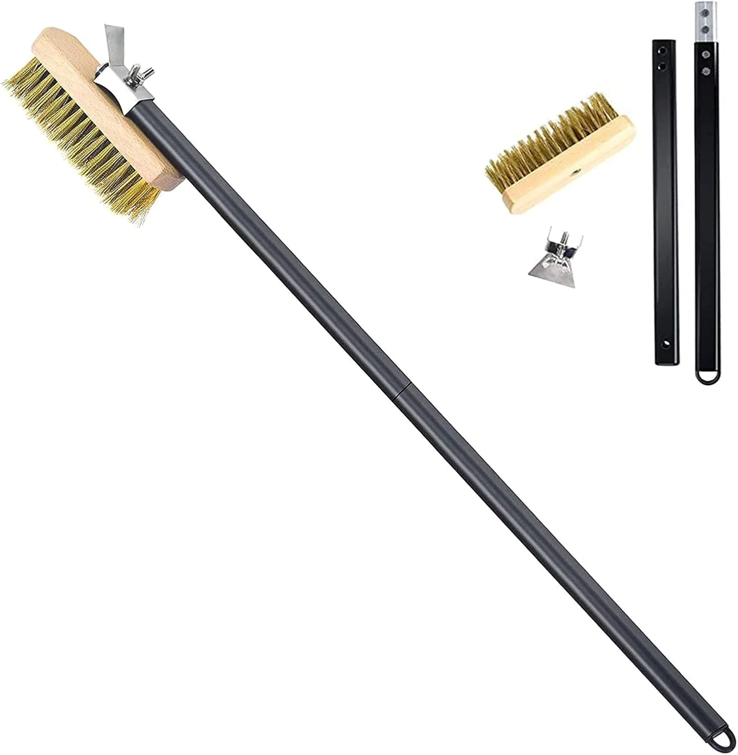 برس فر پیتزا با کاردک، طراحی 80 سانتی متری، برس تمیز کننده فر پیتزا با موهای برنجی متراکم، مورد استفاده برای تمیز کردن فر برس فر پیتزا با کاردک، طراحی 80 سانتی متری، برس تمیز کننده فر پیتزا با موهای برنجی متراکم، مورد استفاده برای تمیز کردن فر