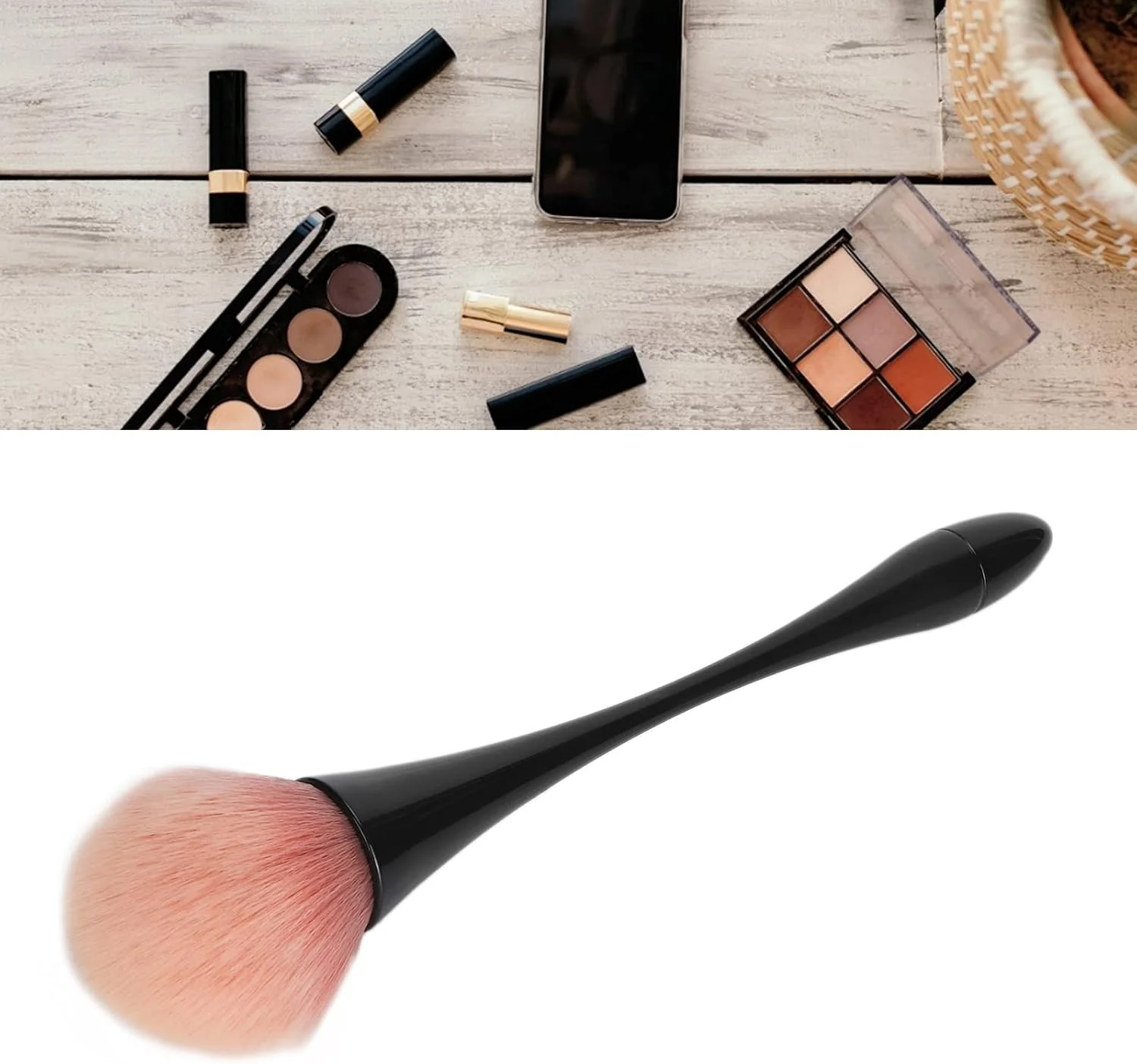 برس رژگونه POMK، برس آرایشی مویی نرم کوچک، نفیس برای پودر هایلایت و رژگونه برس رژگونه POMK، برس آرایشی مویی نرم کوچک، نفیس برای پودر هایلایت و رژگونه