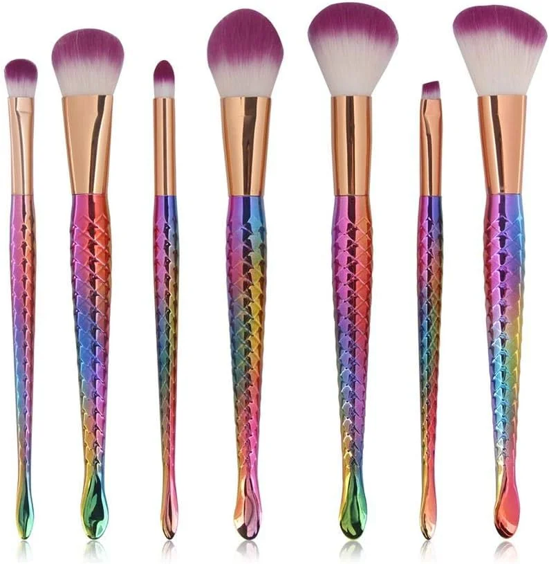 ست ۷ عددی برس آرایشی پری دریایی با دسته دم ماهی رنگارنگ ست ۷ عددی برس آرایشی پری دریایی با دسته دم ماهی رنگارنگ