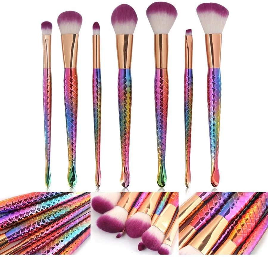 ست ۷ عددی برس آرایشی پری دریایی با دسته دم ماهی رنگارنگ ست ۷ عددی برس آرایشی پری دریایی با دسته دم ماهی رنگارنگ