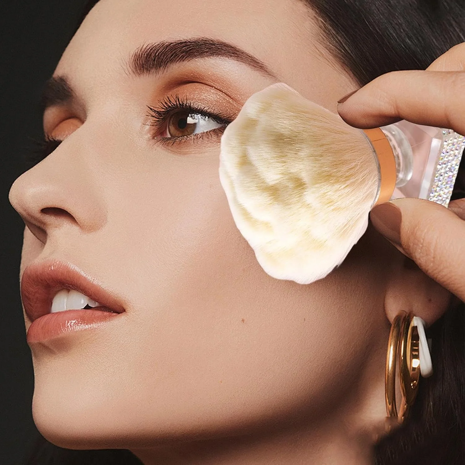 براش پودر | براش آرایشی برای پودر فیکس - ابزار چند منظوره آرایشی مانیکور برای تمیز کردن ناخن، کانتورینگ و هایلایت