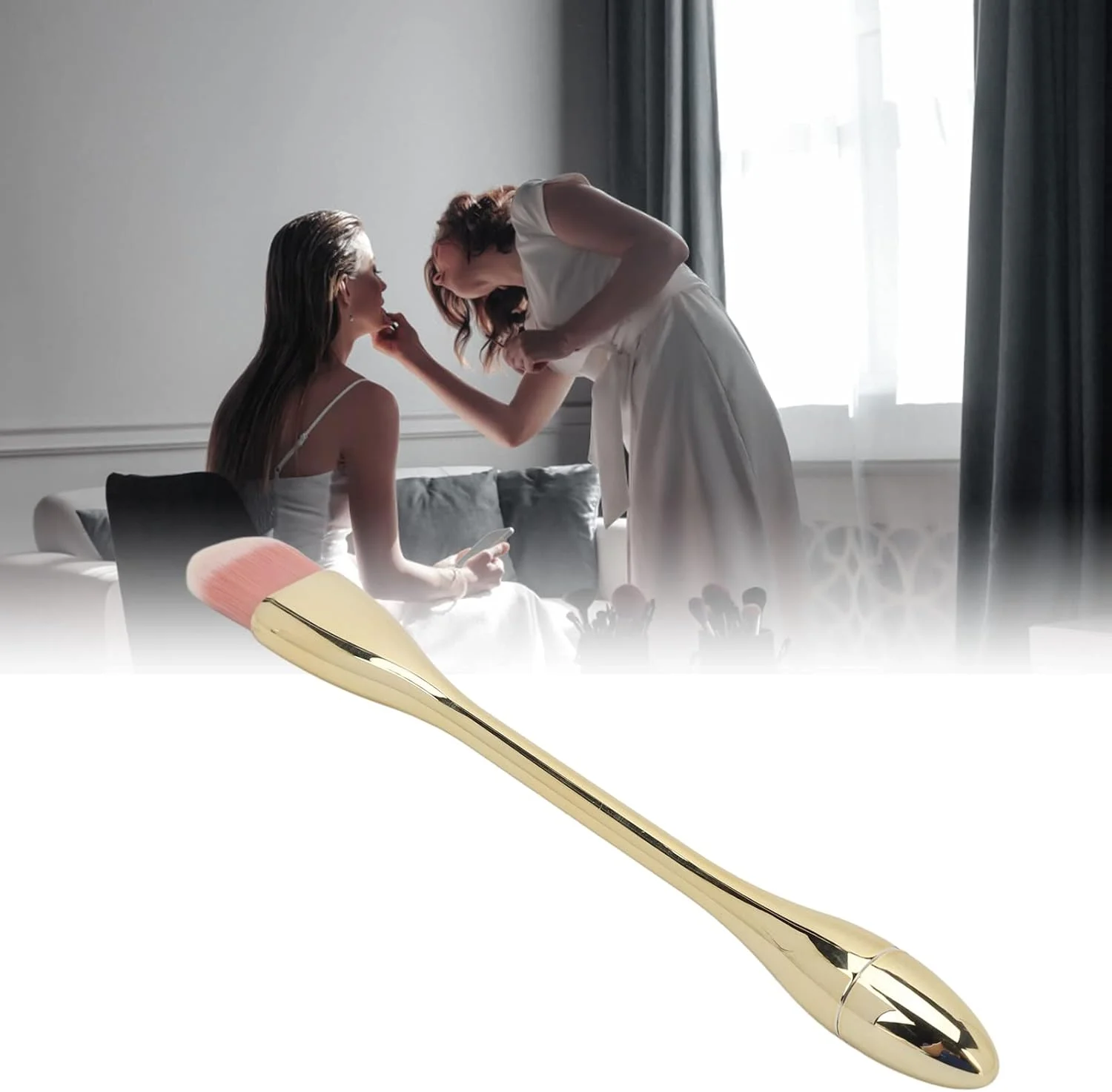 برس گرد و غبار ناخن، برس رژگونه بدون بو، موهای نرم و لطیف برای آرایش (طلایی شامپاین)