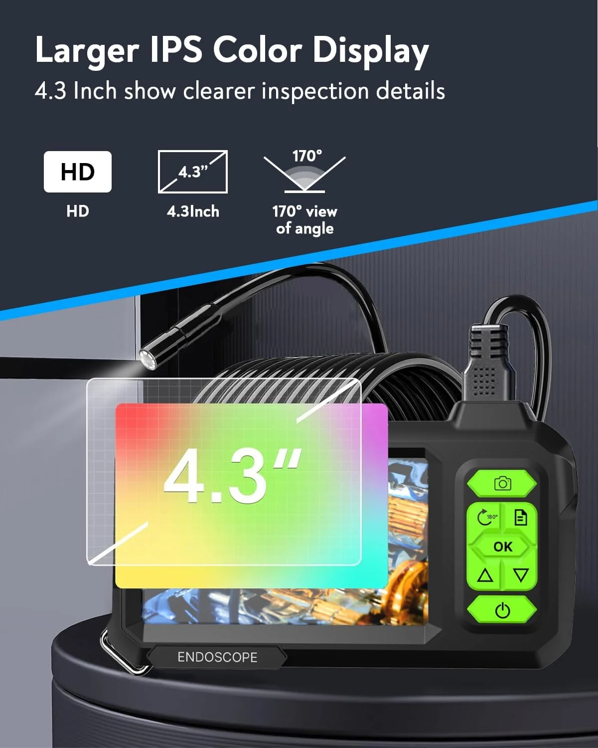 دوربین بازرسی آندوسکوپی دو لنز Pinci 4.3 اینچی با 8 چراغ LED، دوربین بوراسکوپ تخلیه HD 1080P، بوراسکوپ ضد آب IP67، دوربین های آندوسکوپی ماری 16.5FT، تبدیل لنز 180 درجه، ابزار برای مردان دوربین بازرسی آندوسکوپی دو لنز Pinci 4.3 اینچی با 8 چراغ LED، دوربین بوراسکوپ تخلیه HD 1080P، بوراسکوپ ضد آب IP67، دوربین های آندوسکوپی ماری 16.5FT، تبدیل لنز 180 درجه، ابزار برای مردان