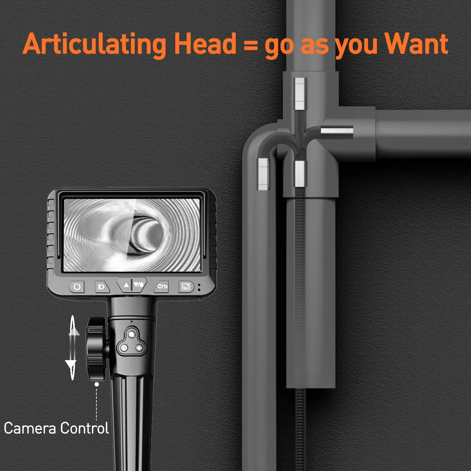 اندوسکوپ مفصلی 3 متری DXZtoz، دوربین بازرسی با دوربین مارپیچی فرمان دو طرفه 8.5 میلی‌متری، دوربین آندوسکوپی ضد آب 1080P با نور برای بازرسی لوله دیوار الکتریکی مکانیکی