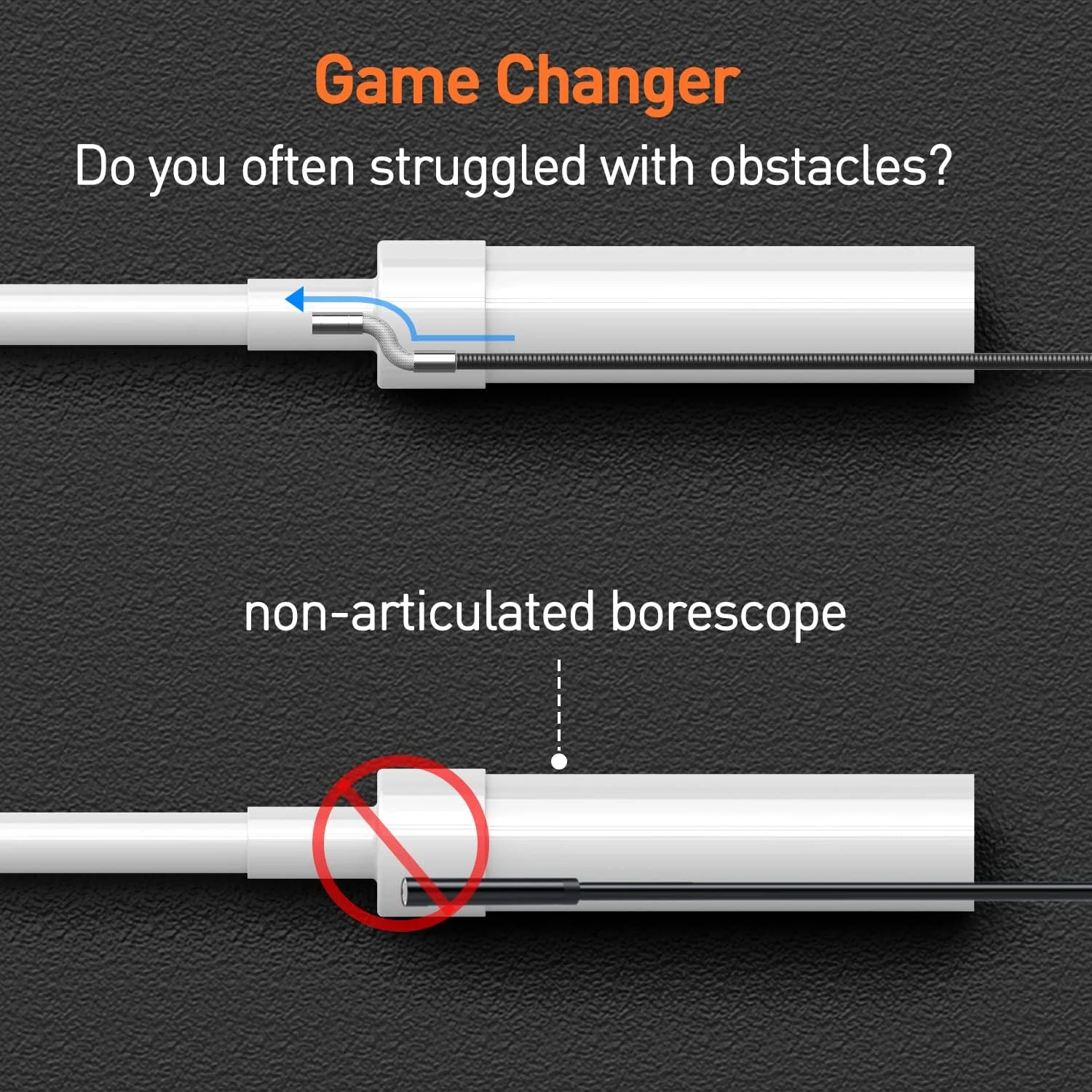 اندوسکوپ مفصلی 3 متری DXZtoz، دوربین بازرسی با دوربین مارپیچی فرمان دو طرفه 8.5 میلی‌متری، دوربین آندوسکوپی ضد آب 1080P با نور برای بازرسی لوله دیوار الکتریکی مکانیکی