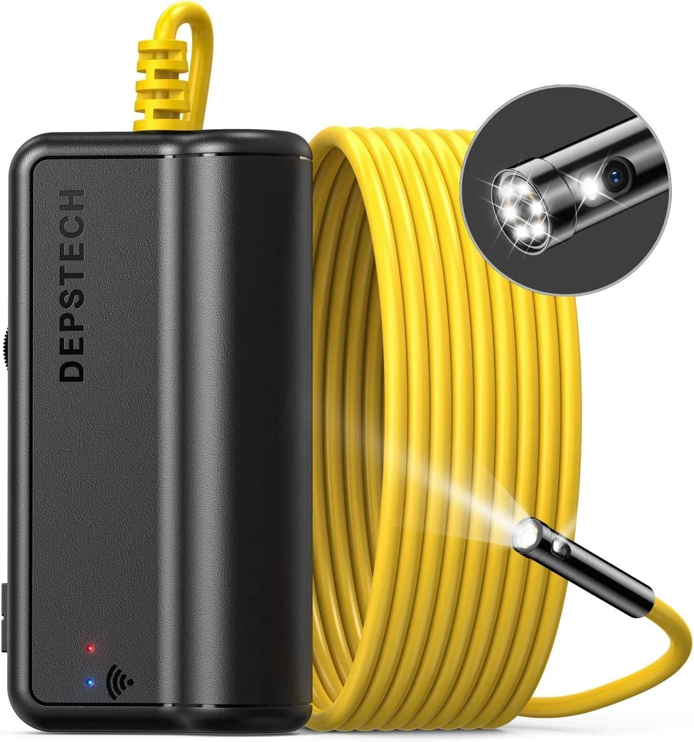 دوربین آندوسکوپی دو لنز DEPSTECH، دوربین بازرسی بوراسکوپ 1080P با کابل نیمه سخت 16.4 فوتی، 7 LED قابل تنظیم، ضد آب، مشکی، Wi-Fi، برای تبلت و تلفن هوشمند Android و iOS دوربین آندوسکوپی دو لنز DEPSTECH، دوربین بازرسی بوراسکوپ 1080P با کابل نیمه سخت 16.4 فوتی، 7 LED قابل تنظیم، ضد آب، مشکی، Wi-Fi، برای تبلت و تلفن هوشمند Android و iOS