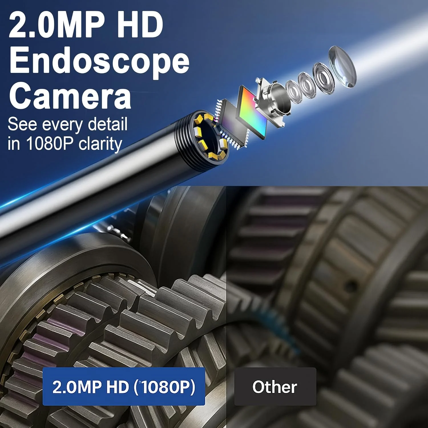 دوربین بازرسی COOVIE، دوربین آندوسکوپی با نور، دوربین بازرسی دیجیتال 1080P HD، دوربین فاضلاب با صفحه نمایش 4.3 اینچی LCD، 7 چراغ LED، کابل نیمه سخت 16.5 فوت