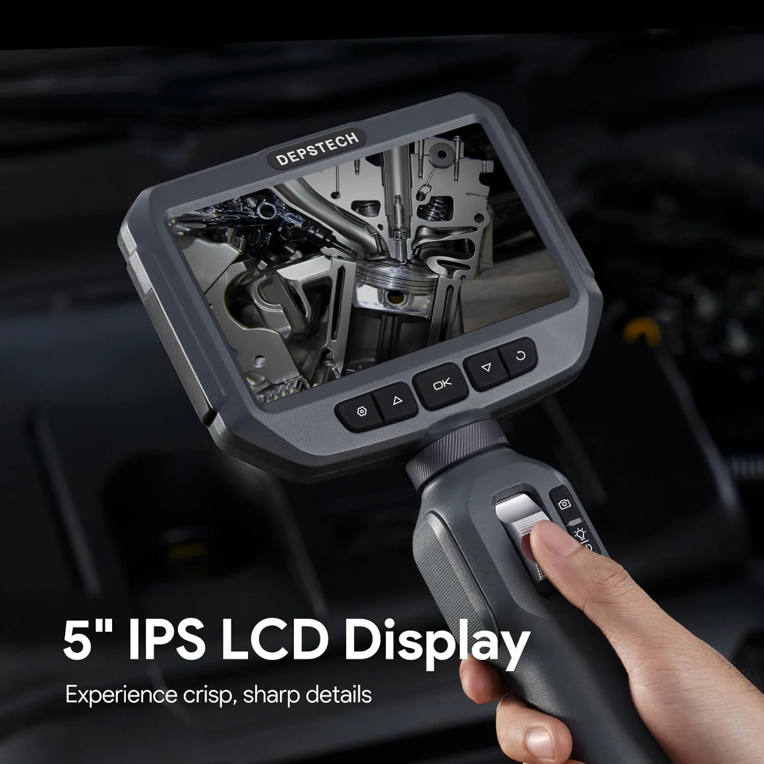 دوربین بازرسی آندوسکوپی دو طرفه DEPSTECH، دوربین بازرسی صفحه نمایش 5 اینچی IPS با آندوسکوپ مفصلی 210 درجه، دوربین بازرسی کوچک 6.2 میلی متری با نور برای مکانیک خودرو (1.5 متر) دوربین بازرسی آندوسکوپی دو طرفه DEPSTECH، دوربین بازرسی صفحه نمایش 5 اینچی IPS با آندوسکوپ مفصلی 210 درجه، دوربین بازرسی کوچک 6.2 میلی متری با نور برای مکانیک خودرو (1.5 متر)