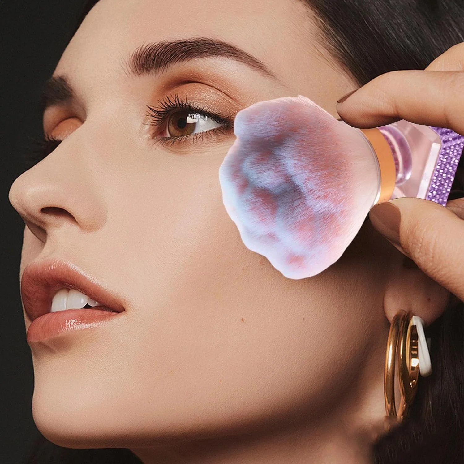 برس گردگیری ناخن - برس آرایشی برای پودر فیکس - ابزار آرایشی مسافرتی برای پدیکور، مانیکور، هایلایت و کانتورینگ