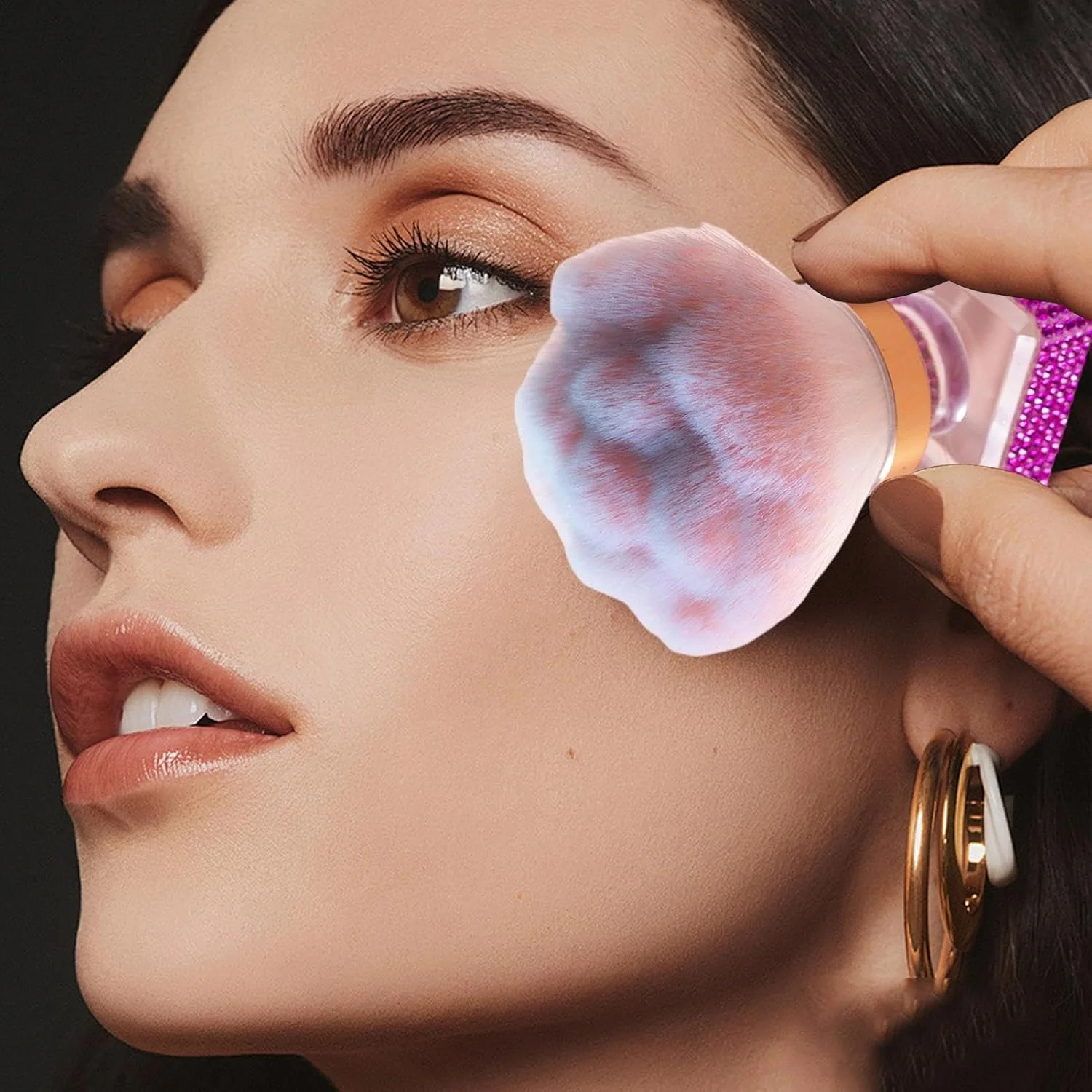 برس گردگیری ناخن، برس آرایشی برای پودر فیکس - ابزار چند منظوره آرایش و مانیکور برای تمیز کردن ناخن، کانتورینگ و هایلایت