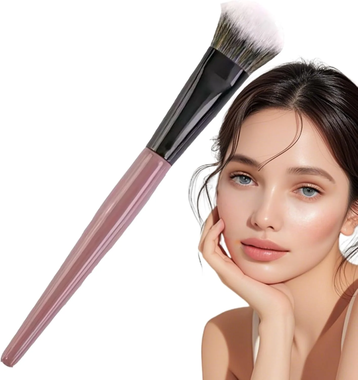 براش رژگونه، براش هایلایتر و برنزر مایع با موهای نرم - ابزار آرایشی ترکیبی قابل حمل برای صورت مناسب خانم ها، دختران و مبتدیان براش رژگونه، براش هایلایتر و برنزر مایع با موهای نرم - ابزار آرایشی ترکیبی قابل حمل برای صورت مناسب خانم ها، دختران و مبتدیان