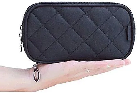 کیف لوازم آرایش زنانه با آینه، جامدادی، کیف کوچک، کیف برس آرایشی، کیف لوازم آرایشی مسافرتی (مشکی)