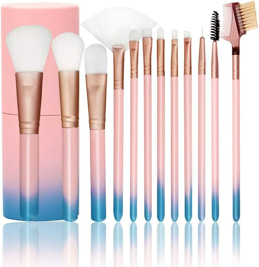 ست ۱۲ عددی برس آرایشی، ابزار آرایشی با رنگ گرادیانی ست ۱۲ عددی برس آرایشی، ابزار آرایشی با رنگ گرادیانی