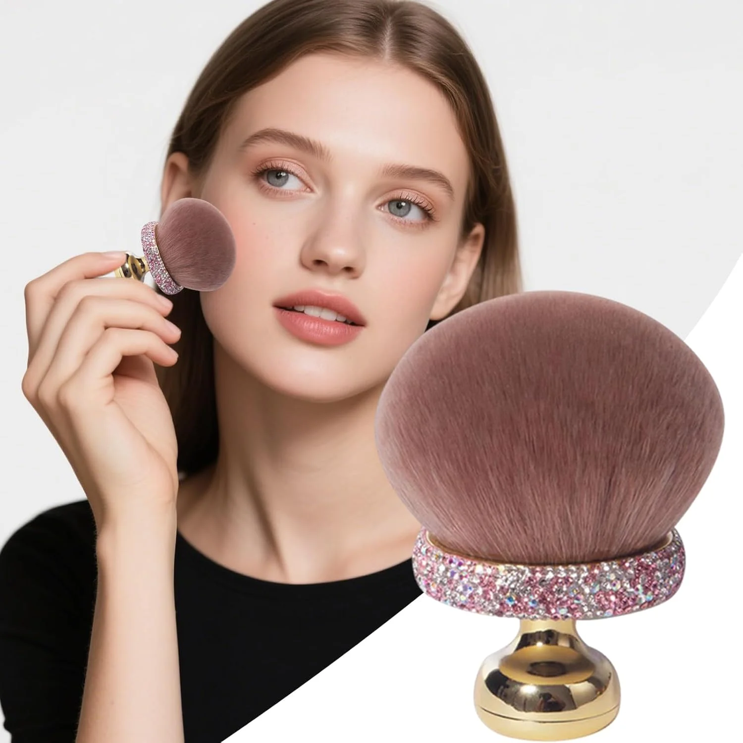 براش قارچی آرایشی - براش پودر فونداسیون دخترانه، اپلیکاتور نرم کانسیلر آرایشی برای استفاده روزانه و مسافرت