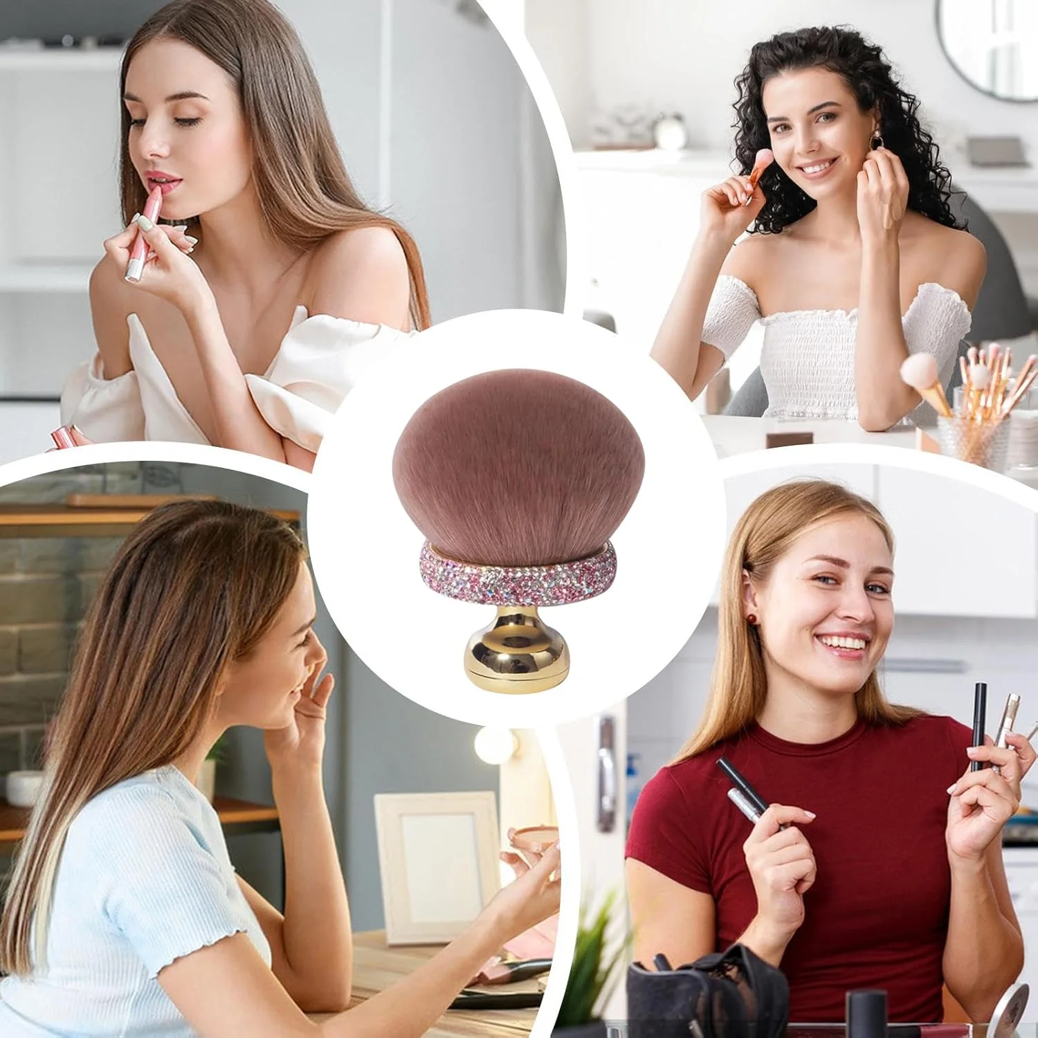 براش قارچی آرایشی - براش پودر فونداسیون دخترانه، اپلیکاتور نرم کانسیلر آرایشی برای استفاده روزانه و مسافرت