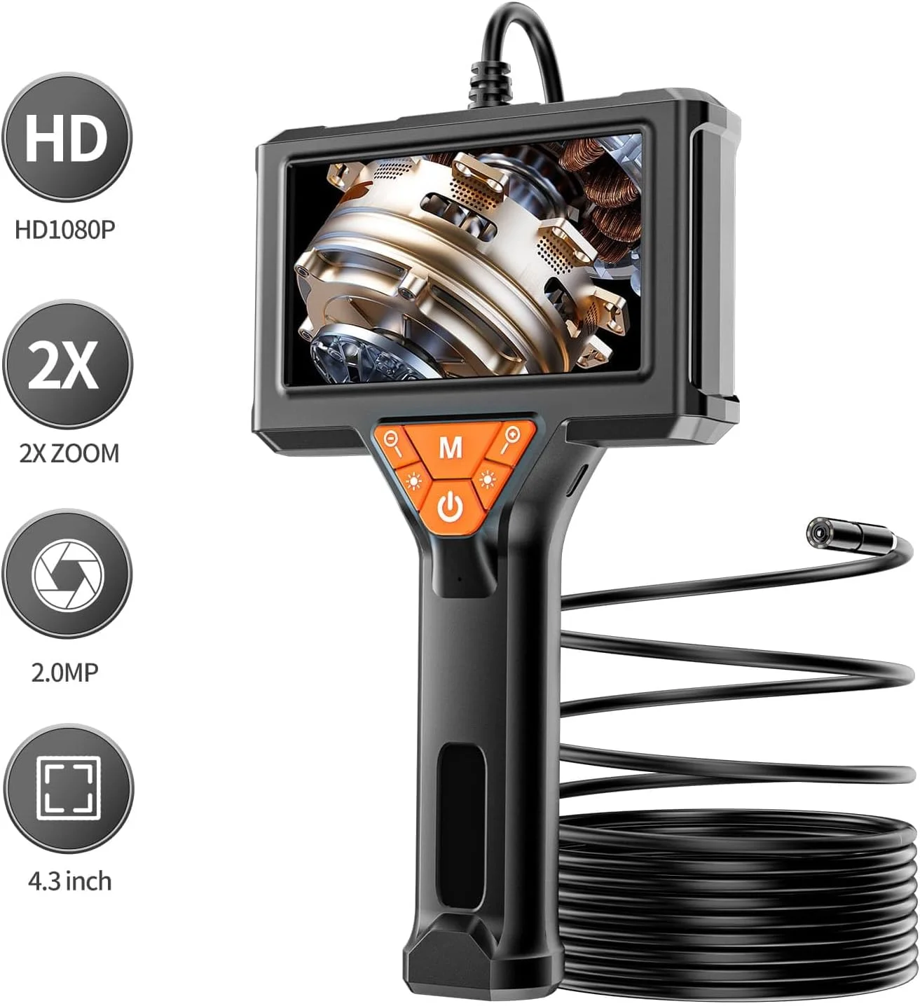 دوربین آندوسکوپی، ابزار آندوسکوپ با نور LED قابل تنظیم، صفحه نمایش 4.3 اینچی IPS با کیفیت 1080P HD و زوم 2X، آندوسکوپ صنعتی با دوربین ماری شکل نیمه سخت 2 متری/6.5 فوت، ابزار ضد آب IP67 برای آقایان دوربین آندوسکوپی، ابزار آندوسکوپ با نور LED قابل تنظیم، صفحه نمایش 4.3 اینچی IPS با کیفیت 1080P HD و زوم 2X، آندوسکوپ صنعتی با دوربین ماری شکل نیمه سخت 2 متری/6.5 فوت، ابزار ضد آب IP67 برای آقایان