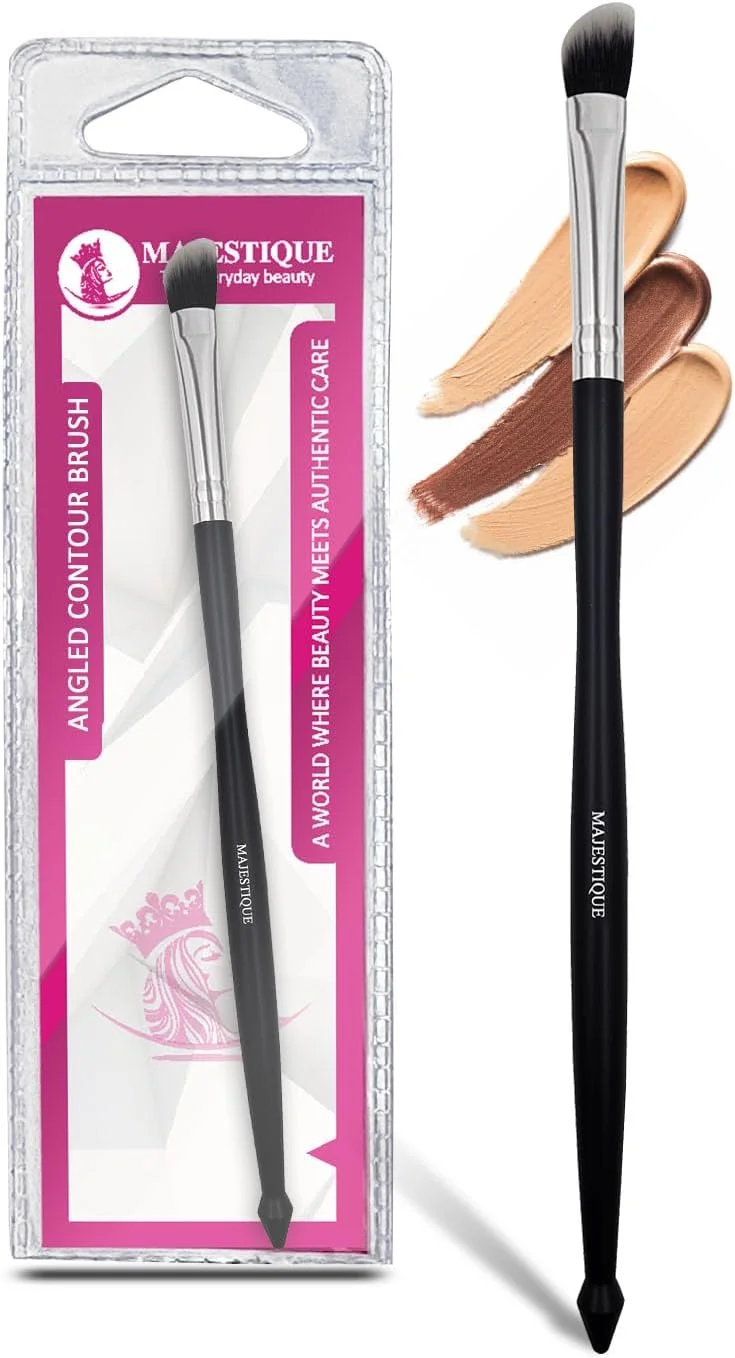براش آرایشی زاویه دار مجستیک برای کانتورینگ صورت، ابزار حرفه ای زیبایی، براش حرفه ای برای استفاده در سالن و منزل، ساخته شده از موهای مصنوعی درجه یک - برای رژگونه، برنزه کردن، هایلایت