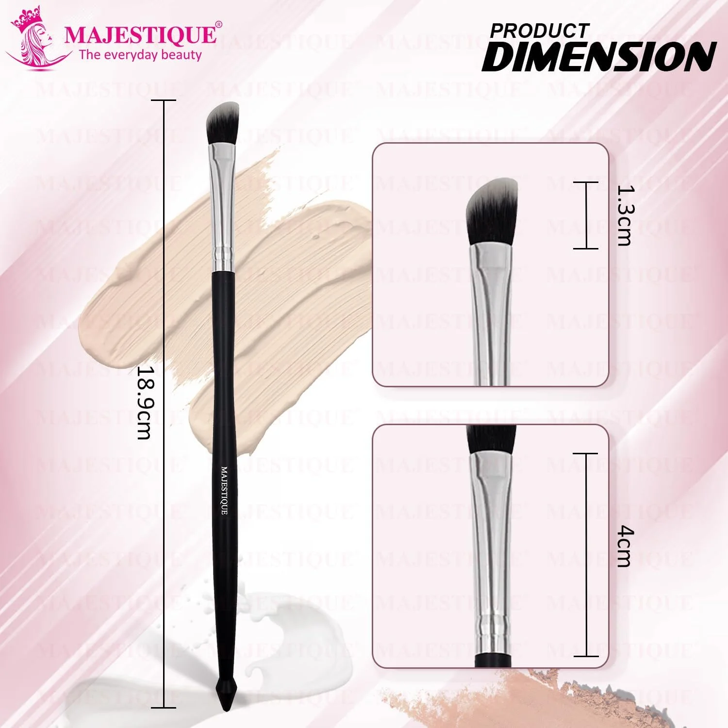 براش آرایشی زاویه دار مجستیک برای کانتورینگ صورت، ابزار حرفه ای زیبایی، براش حرفه ای برای استفاده در سالن و منزل، ساخته شده از موهای مصنوعی درجه یک - برای رژگونه، برنزه کردن، هایلایت
