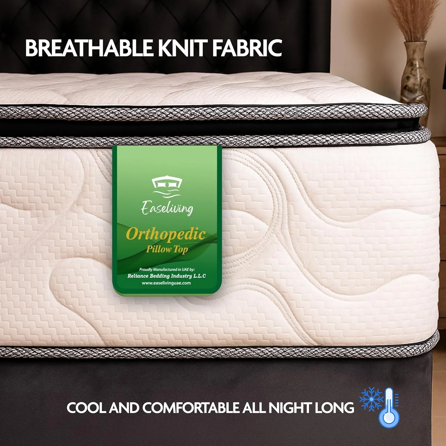 تشک طبی فنری تاپر دار ایزی لیوینگ - عرض 200 x طول 200 x ضخامت 24 سانتی متر | تشک فنری با درجه سفتی متوسط با پشتیبانی از ستون فقرات و تاپر | طراحی بدون نیاز به پشت و رو کردن | پارچه تنفسی برای خواب راحت