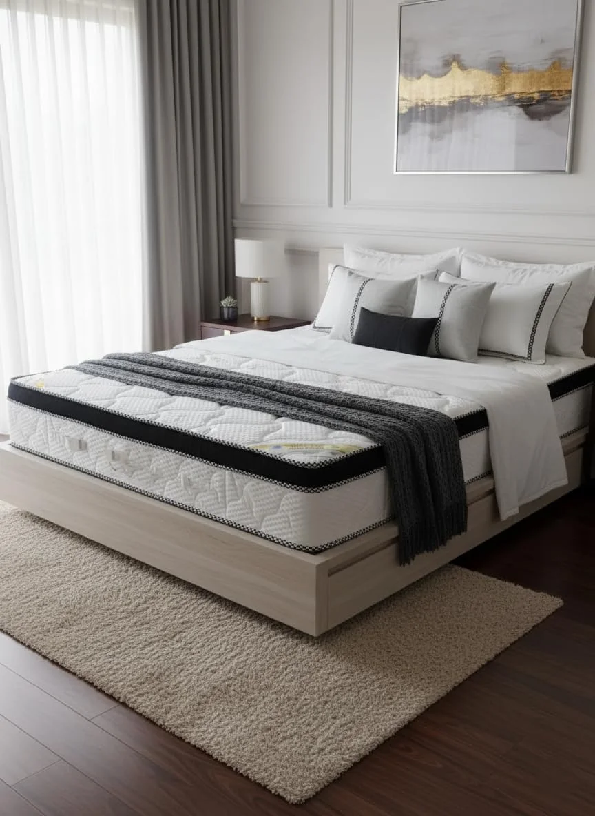 تشک فنری پاکتی آلتئا مدل Euro Top - خوابی لوکس و نرم مانند ابر | راحتی هتل 5 ستاره | مراقبت از ستون فقرات | بدون انتقال حرکت | (سفید و مشکی، یک نفره بزرگ (120X200X25)) تشک فنری پاکتی آلتئا مدل Euro Top - خوابی لوکس و نرم مانند ابر | راحتی هتل 5 ستاره | مراقبت از ستون فقرات | بدون انتقال حرکت | (سفید و مشکی، یک نفره بزرگ (120X200X25))