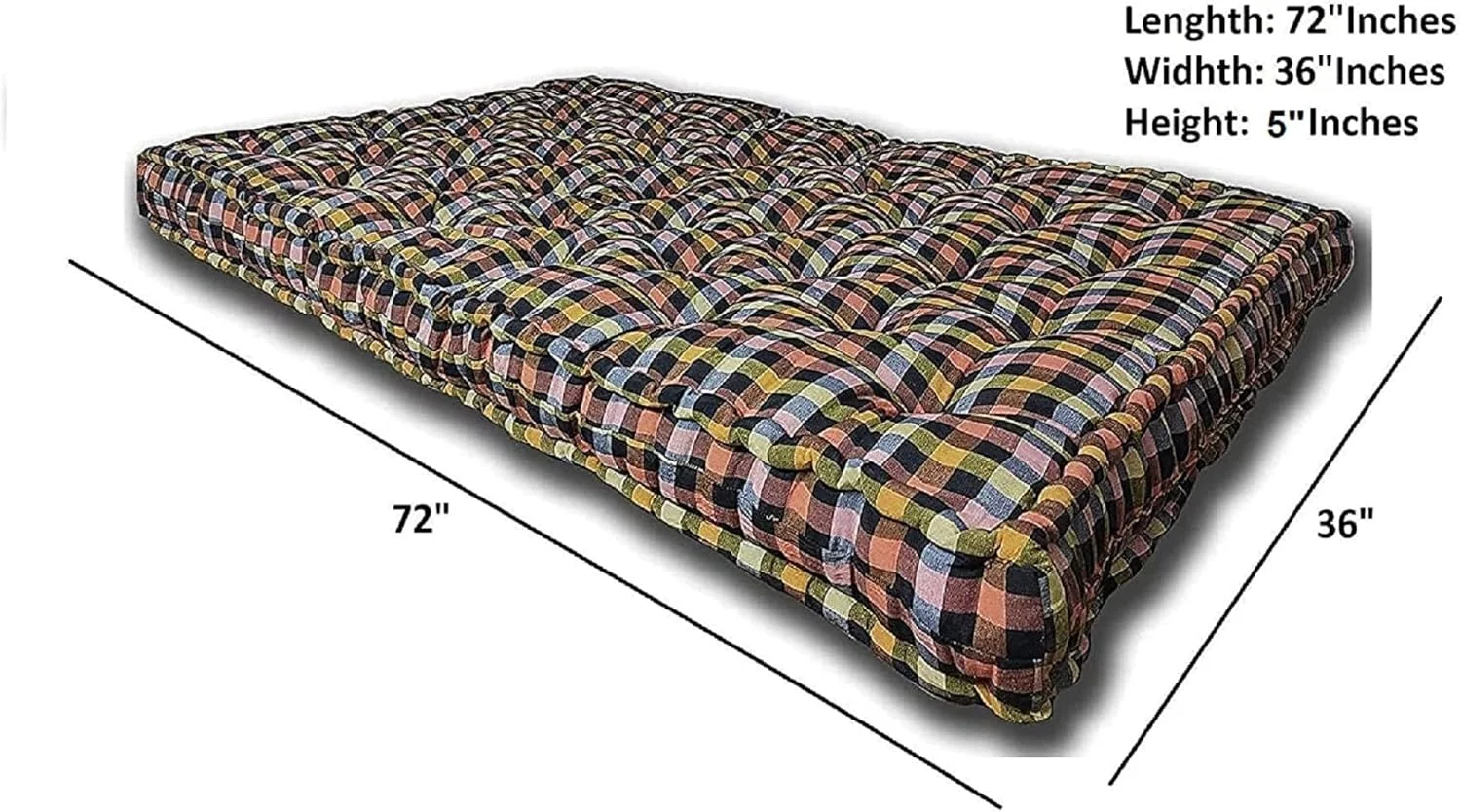تشک پنبه ای نرم و ضخیم 5 اینچی Deevine Craft، تشک تاشو پنبه ای یک نفره | تشک جعبه ای پنبه ای نیمه نرم چند رنگ Gadda، ابعاد 72X36X5 اینچ یا 3X6 فوت تشک پنبه ای نرم و ضخیم 5 اینچی Deevine Craft، تشک تاشو پنبه ای یک نفره | تشک جعبه ای پنبه ای نیمه نرم چند رنگ Gadda، ابعاد 72X36X5 اینچ یا 3X6 فوت