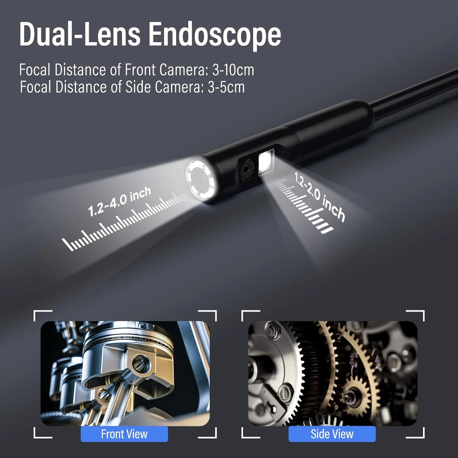 دوربین بازرسی آندوسکوپی دو لنز Beedove، لنز دوگانه 7.8 میلی‌متری 1920HD، ضد آب IP67، دوربین بورسکوپ با 9 چراغ LED، کابل ماری نیمه سخت 3.5 متری، سازگار با اندروید و iOS