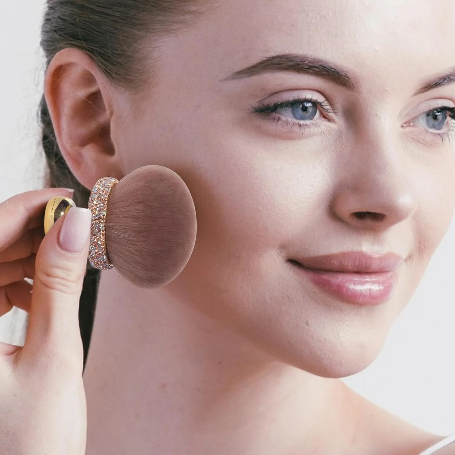 براش آرایشی قارچی kinrguiyuez - براش پودر فیکس و ترکیب مواد آرایشی | اپلیکاتور کانسیلر صاف و جمع و جور، لوازم جانبی مسافرتی برای مادر و دختر