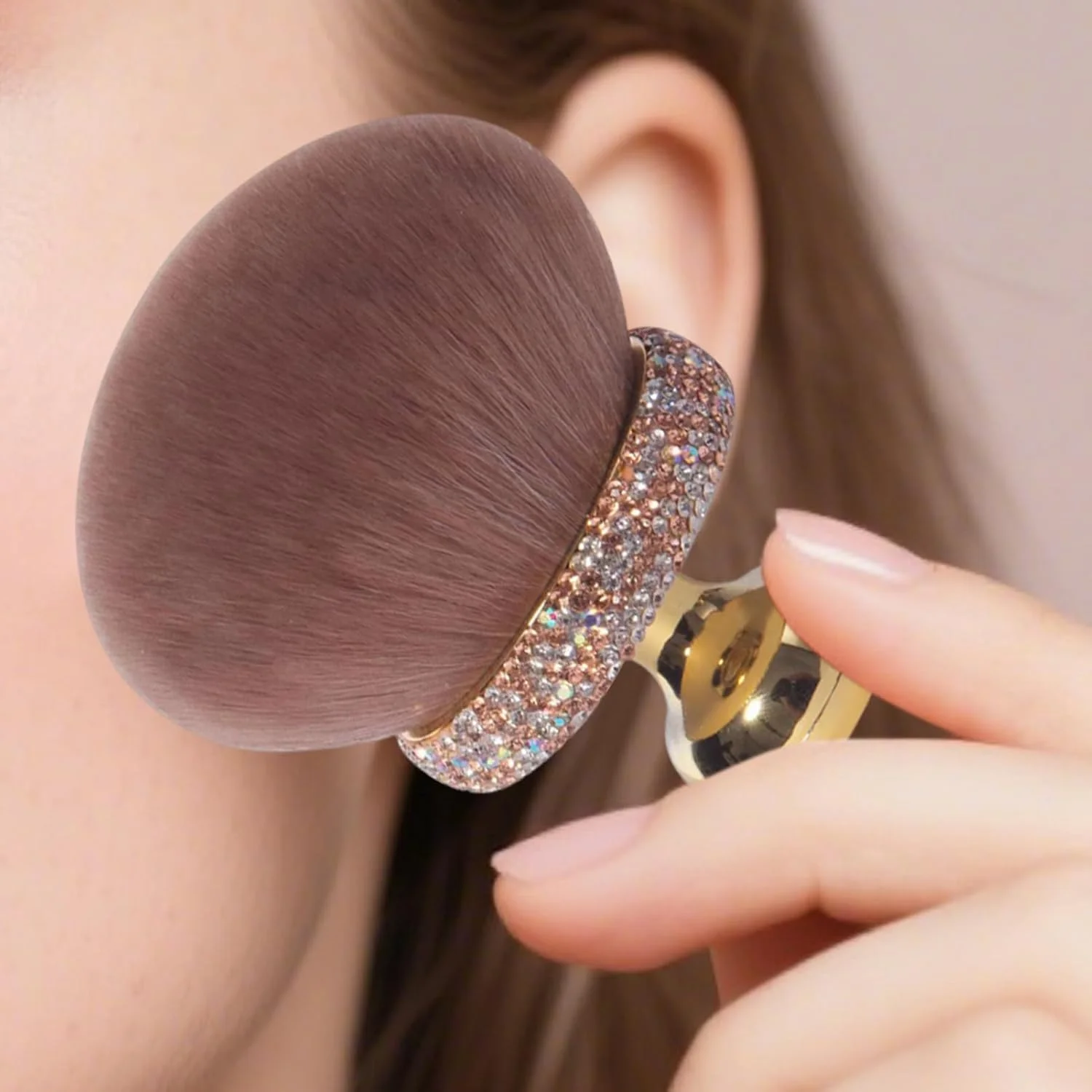 براش آرایشی قارچی kinrguiyuez - براش پودر فیکس و ترکیب مواد آرایشی | اپلیکاتور کانسیلر صاف و جمع و جور، لوازم جانبی مسافرتی برای مادر و دختر