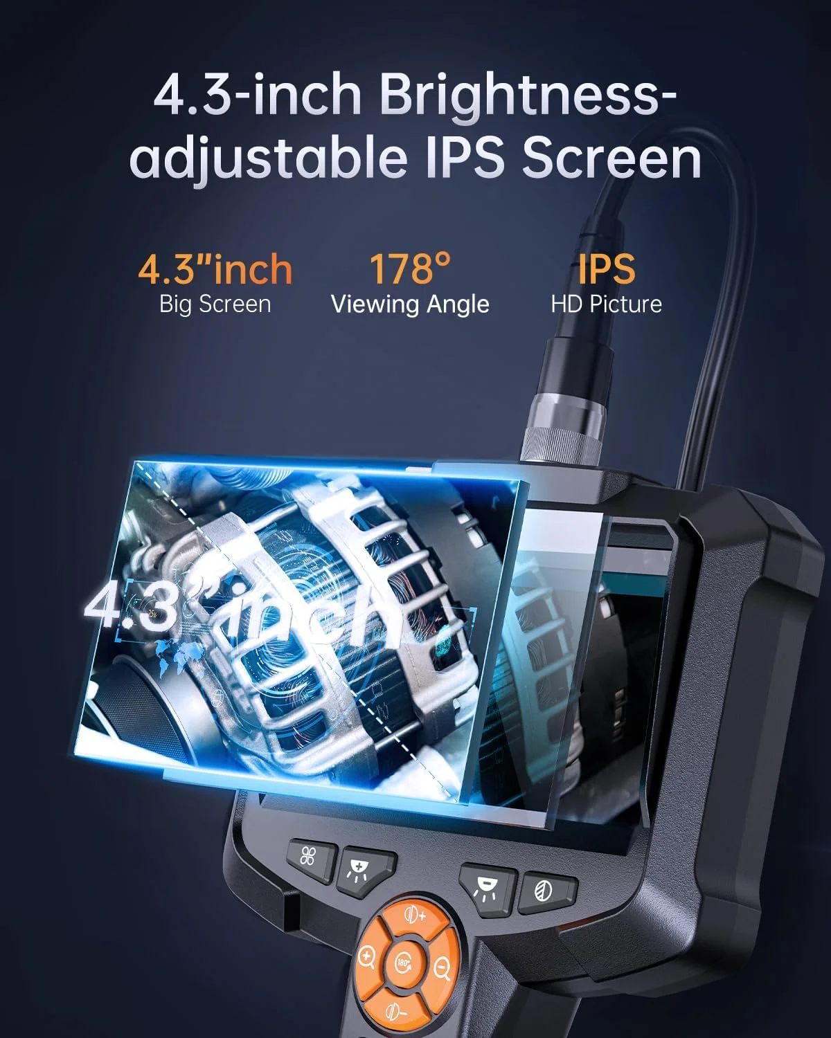 دوربین آندوسکوپی AOPICK با نور، صفحه نمایش 4.3 اینچی IPS، کابل نیمه سخت 10 متری، ضد آب IP67، کیفیت 1080P HD، اتصال USB-C دوربین آندوسکوپی AOPICK با نور، صفحه نمایش 4.3 اینچی IPS، کابل نیمه سخت 10 متری، ضد آب IP67، کیفیت 1080P HD، اتصال USB-C