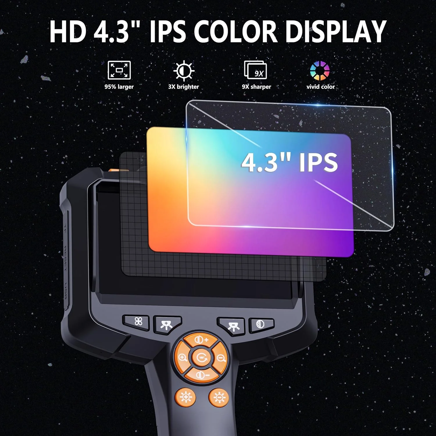 آندوسکوپ نوردار AquaFalcon، بورسکوپ ضد آب IP67، دوربین بازرسی 1080 HD، دوربین ماری، 5 متر، ابزار برای مردان 4.3 اینچ آندوسکوپ نوردار AquaFalcon، بورسکوپ ضد آب IP67، دوربین بازرسی 1080 HD، دوربین ماری، 5 متر، ابزار برای مردان 4.3 اینچ