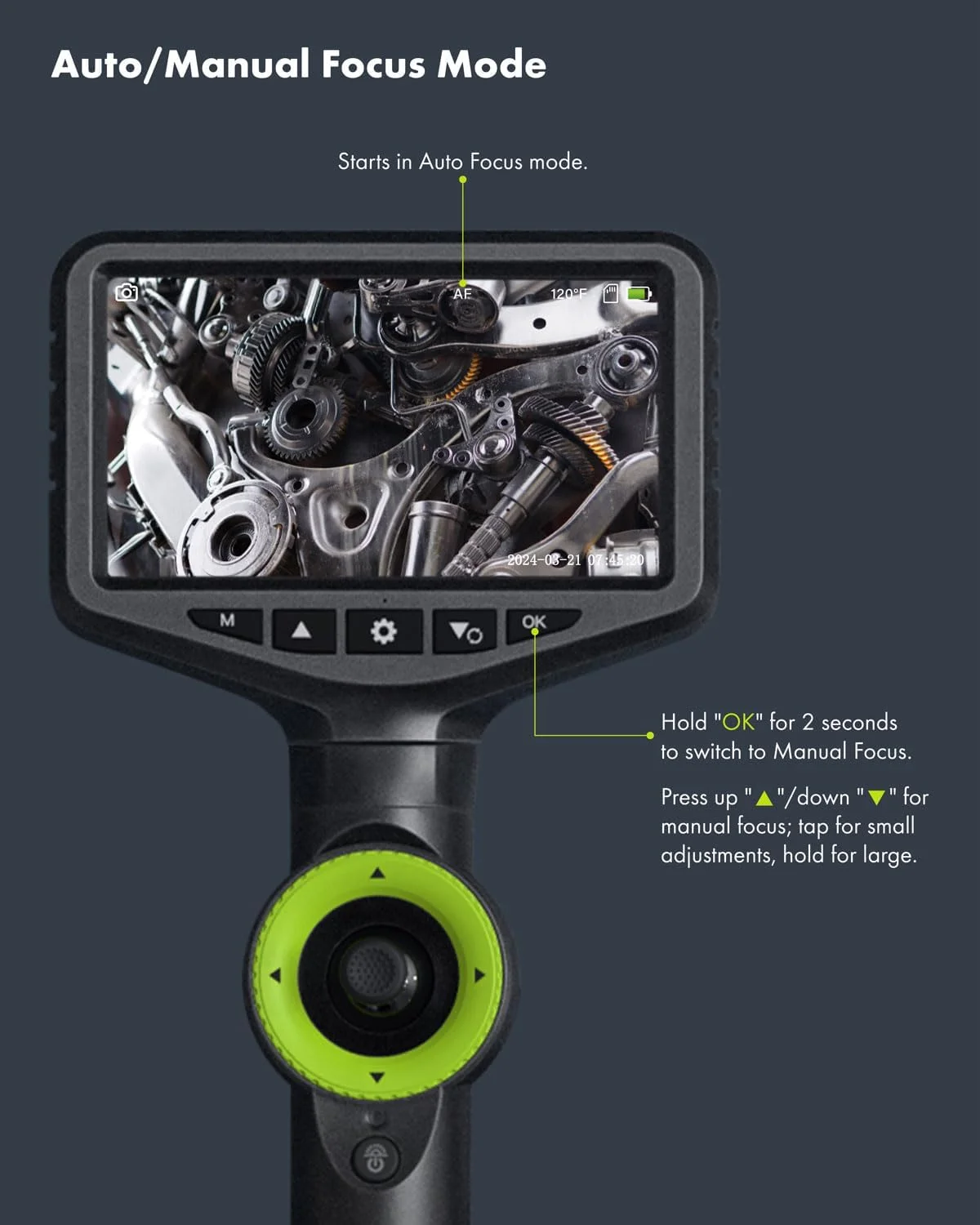 اندوسکوپ مفصلی دو طرفه Anykit، اندوسکوپ صنعتی 2 مگاپیکسلی، دوربین بازرسی صفحه نمایش 5 اینچی IPS با 8 LED قابل تنظیم، دوربین ماری ضد آب IP67 با کابل نیمه سخت 3.3 فوتی اندوسکوپ مفصلی دو طرفه Anykit، اندوسکوپ صنعتی 2 مگاپیکسلی، دوربین بازرسی صفحه نمایش 5 اینچی IPS با 8 LED قابل تنظیم، دوربین ماری ضد آب IP67 با کابل نیمه سخت 3.3 فوتی