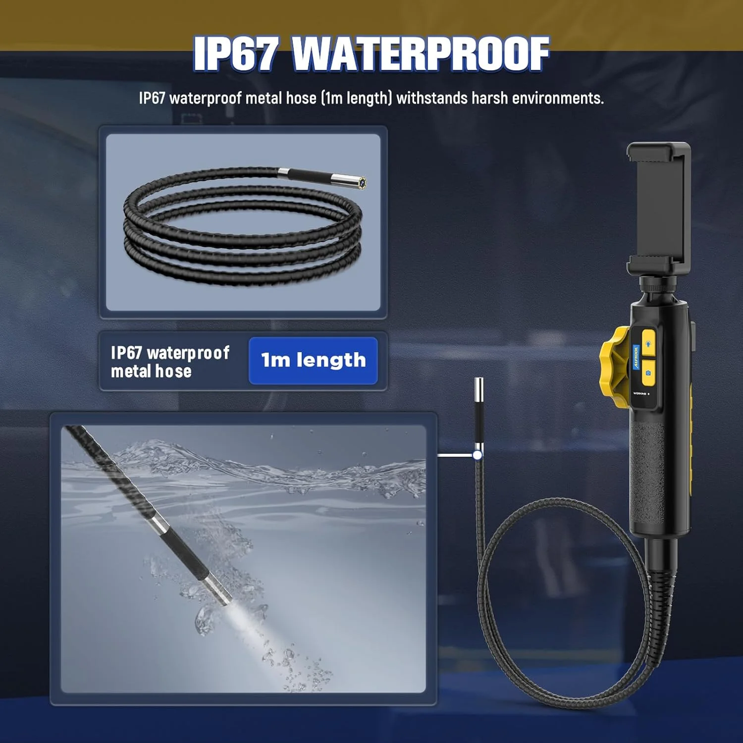 دوربین آندوسکوپی AUTOOL با نور، دوربین بازرسی آندوسکوپی دو طرفه 210 درجه، لنز فرمان 6.45 میلیمتری، 6 چراغ LED، آندوسکوپ ویدیویی HD 1080P سازگار با تلفنهای Android و iOS با کابل 3 فوتی دوربین آندوسکوپی AUTOOL با نور، دوربین بازرسی آندوسکوپی دو طرفه 210 درجه، لنز فرمان 6.45 میلیمتری، 6 چراغ LED، آندوسکوپ ویدیویی HD 1080P سازگار با تلفنهای Android و iOS با کابل 3 فوتی