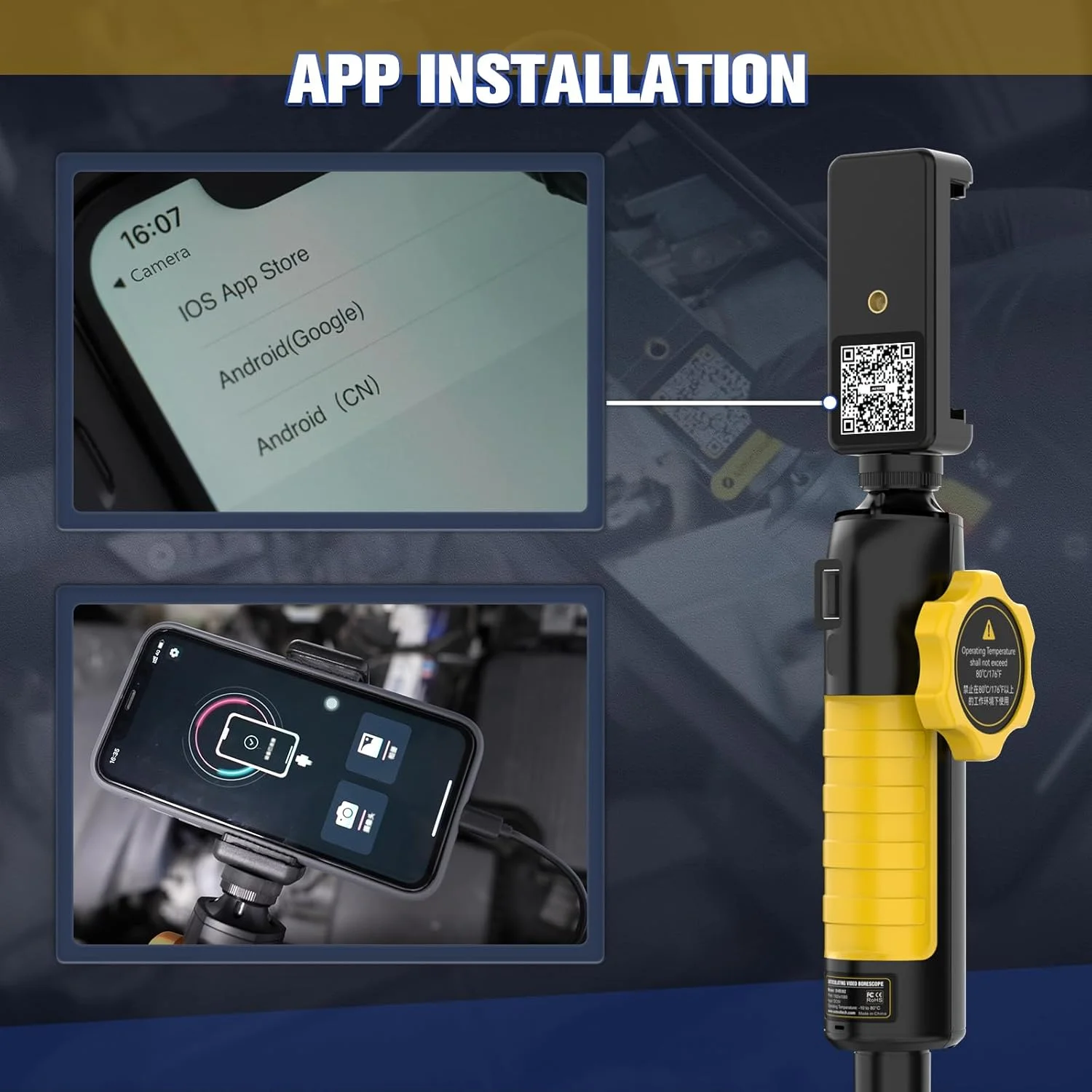 دوربین آندوسکوپی AUTOOL با نور، دوربین بازرسی آندوسکوپی دو طرفه 210 درجه، لنز فرمان 6.45 میلیمتری، 6 چراغ LED، آندوسکوپ ویدیویی HD 1080P سازگار با تلفنهای Android و iOS با کابل 3 فوتی دوربین آندوسکوپی AUTOOL با نور، دوربین بازرسی آندوسکوپی دو طرفه 210 درجه، لنز فرمان 6.45 میلیمتری، 6 چراغ LED، آندوسکوپ ویدیویی HD 1080P سازگار با تلفنهای Android و iOS با کابل 3 فوتی