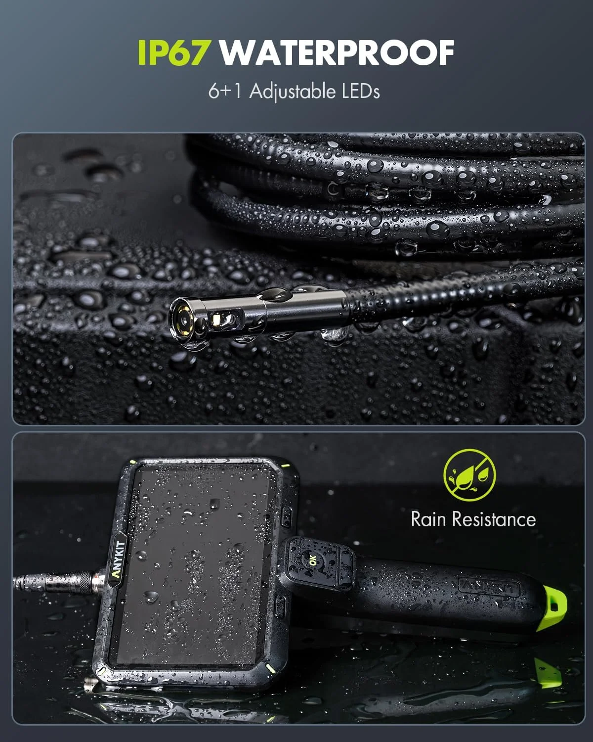 دوربین آندوسکوپی Anykit با نور، دوربین بازرسی دیجیتال دو لنز با صفحه نمایش 6 اینچی IPS با قابلیت تقسیم صفحه نمایش، بورسکوپ صنعتی 1080P با عملکرد WiFi، دوربین لوله کشی ماری شکل گردن غازی انعطاف پذیر 16.5 فوتی دوربین آندوسکوپی Anykit با نور، دوربین بازرسی دیجیتال دو لنز با صفحه نمایش 6 اینچی IPS با قابلیت تقسیم صفحه نمایش، بورسکوپ صنعتی 1080P با عملکرد WiFi، دوربین لوله کشی ماری شکل گردن غازی انعطاف پذیر 16.5 فوتی