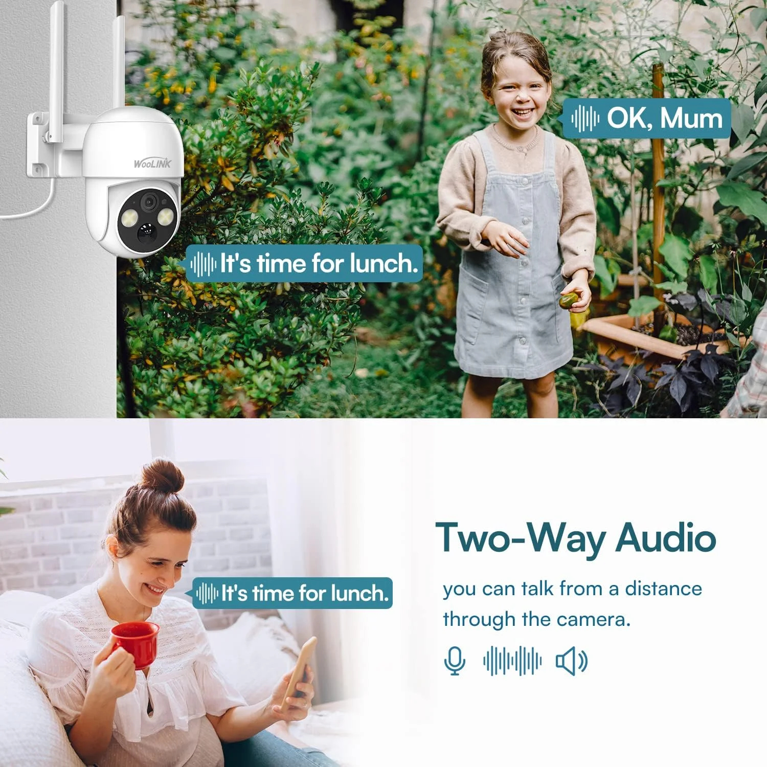 دوربین امنیتی خورشیدی بی سیم 4 مگاپیکسلی WOOLINK، دوربین 2.5K با قابلیت چرخش/شیب، باتری قابل شارژ، دوربین وای فای 2.4 گیگاهرتزی برای امنیت خانه، تشخیص حرکت، مکالمه دو طرفه، دید در شب رنگی، فضای ابری/SD