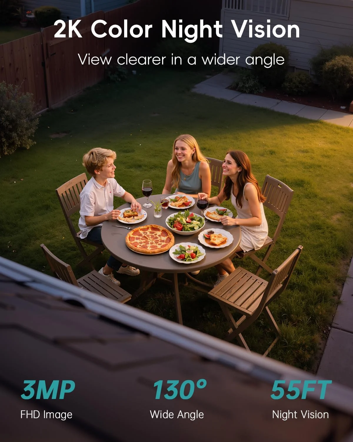 دوربین های امنیتی خورشیدی بی سیم ZUMIMALL برای فضای باز - بسته 2 عددی، دوربین 2K برای امنیت خانه با دید در شب رنگی، WiFi 2.4 گیگاهرتز، مکالمه 2 طرفه، نورافکن و آژیر، ضد آب IP66، سازگار با الکسا