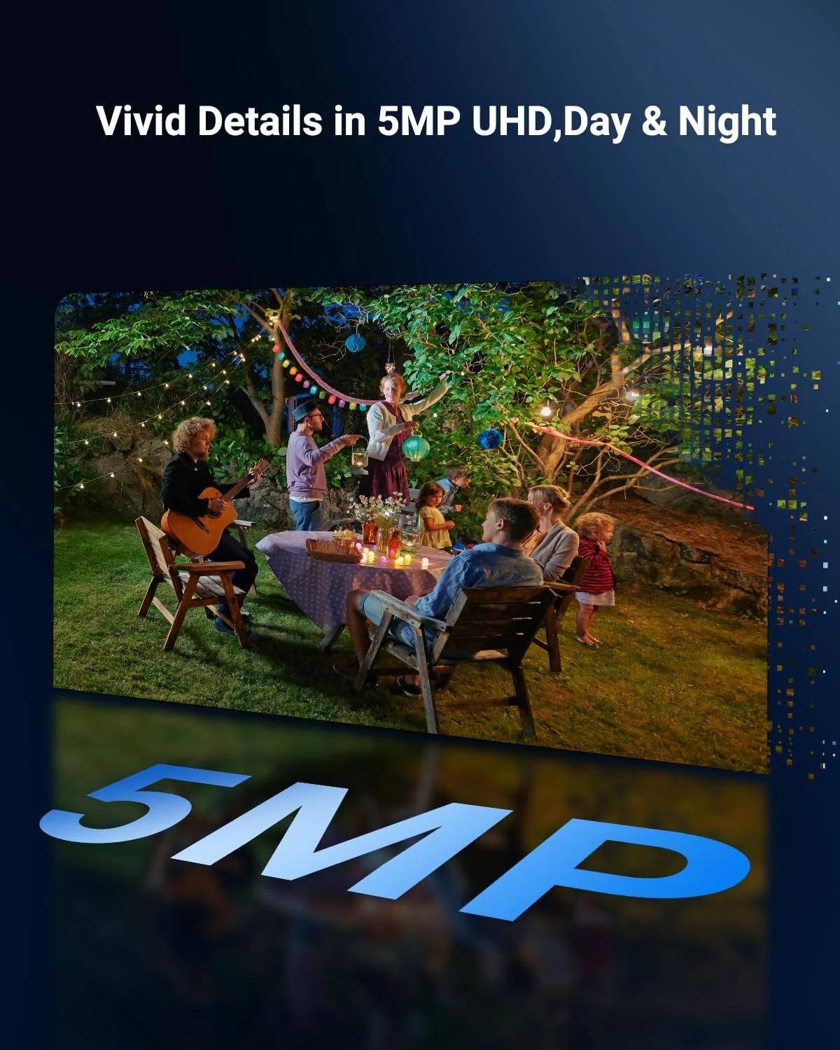 دوربین امنیتی خورشیدی 5 مگاپیکسلی VIZIUUY، دوربین امنیتی بی سیم با باتری با دید 360 درجه، چرخش افقی و عمودی، دید در شب رنگی با نورافکن، تشخیص انسان PIR، سازگار با الکسا