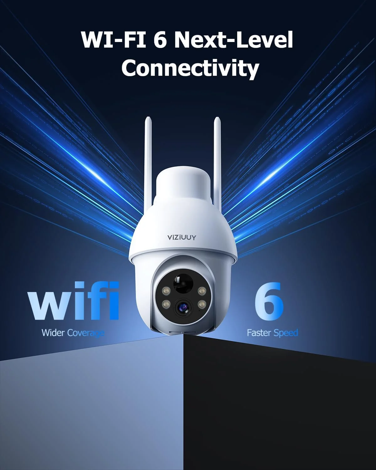 دوربین امنیتی خورشیدی 5 مگاپیکسلی VIZIUUY، دوربین امنیتی بی سیم با باتری با دید 360 درجه، چرخش افقی و عمودی، دید در شب رنگی با نورافکن، تشخیص انسان PIR، سازگار با الکسا