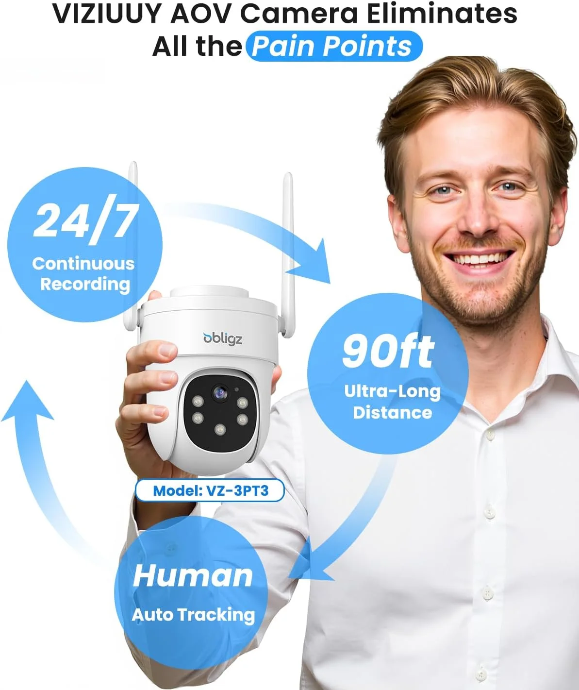 دوربین امنیتی ضبط مداوم 2K مدل VIZIUUY AOV، دوربین های امنیتی بی سیم خورشیدی در فضای باز برای امنیت خانه با چرخش 360 درجه دوربین امنیتی ضبط مداوم 2K مدل VIZIUUY AOV، دوربین های امنیتی بی سیم خورشیدی در فضای باز برای امنیت خانه با چرخش 360 درجه