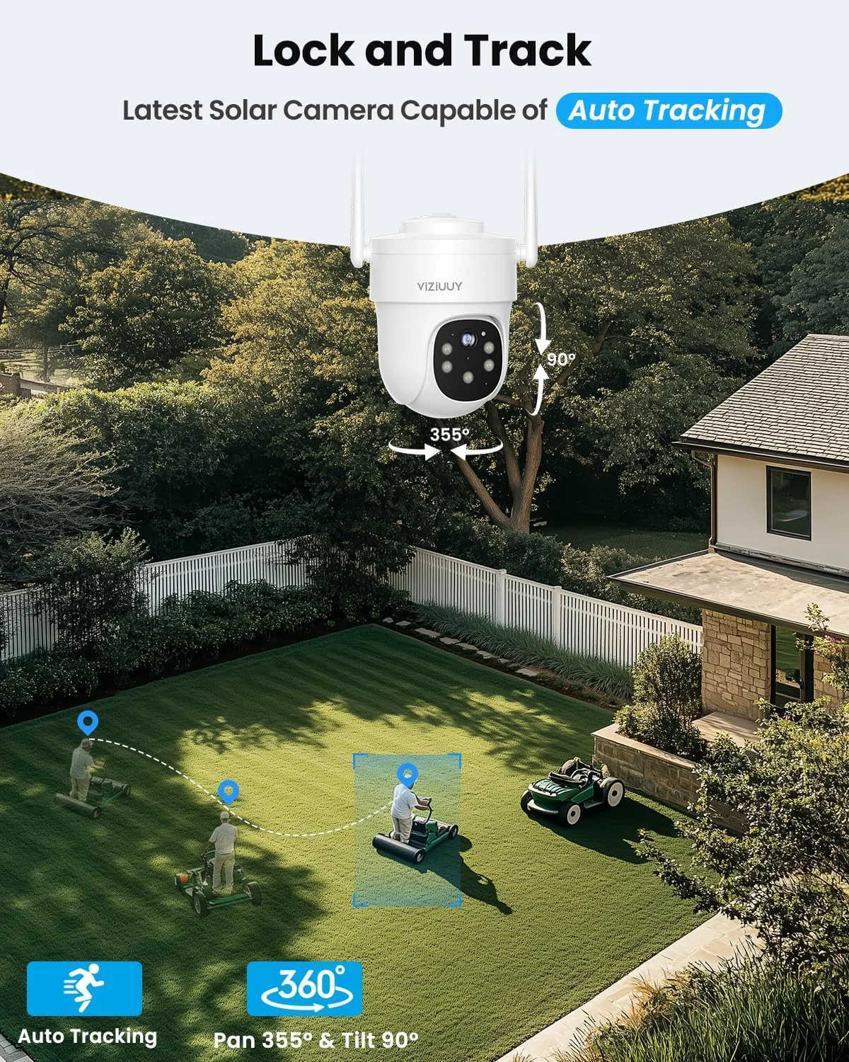 دوربین امنیتی ضبط مداوم 2K مدل VIZIUUY AOV، دوربین های امنیتی بی سیم خورشیدی در فضای باز برای امنیت خانه با چرخش 360 درجه دوربین امنیتی ضبط مداوم 2K مدل VIZIUUY AOV، دوربین های امنیتی بی سیم خورشیدی در فضای باز برای امنیت خانه با چرخش 360 درجه