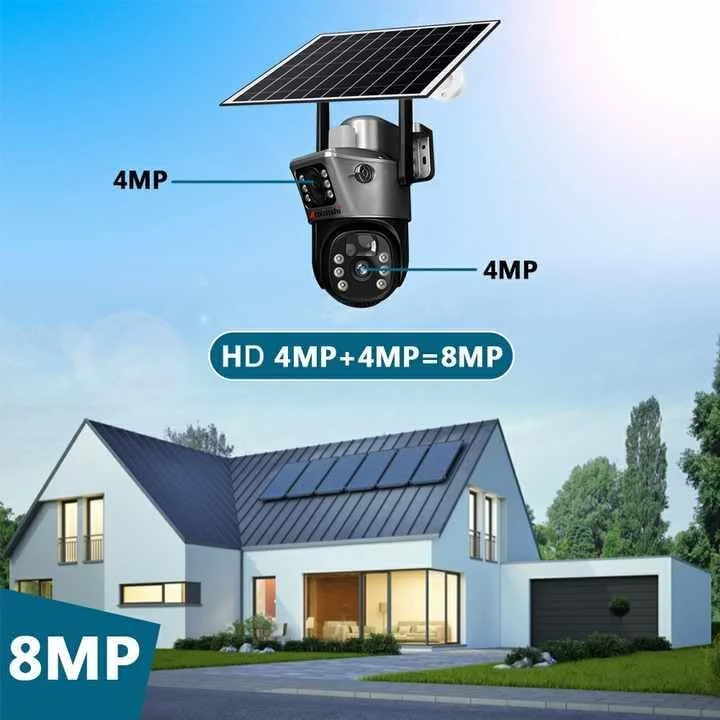 دوربین امنیتی خورشیدی با PTZ، دوربین وای فای فضای باز با چراغ های LED، با پنل خورشیدی تغذیه می شود، 1080P دوربین امنیتی خورشیدی با PTZ، دوربین وای فای فضای باز با چراغ های LED، با پنل خورشیدی تغذیه می شود، 1080P