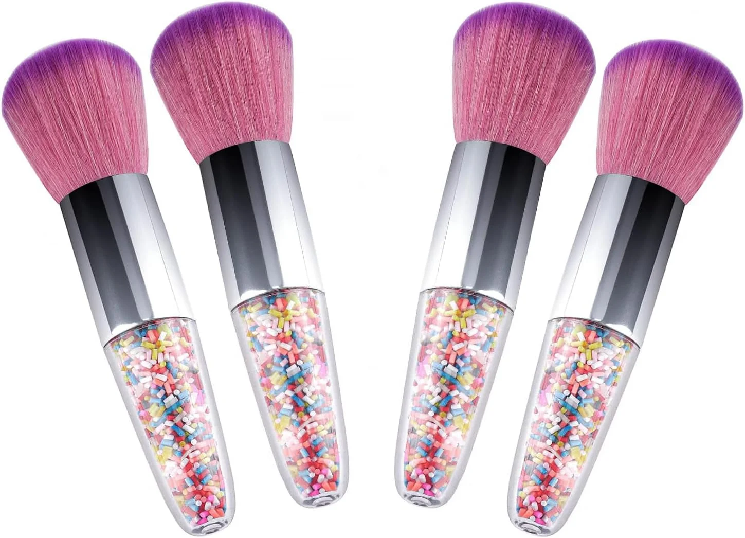 ست 4 عددی برس پودر شوی دسته رنگی KASTWAVE برای آرایش و تمیز کردن ناخن - برس بزرگ رژگونه و ابزار مانیکور، بنفش