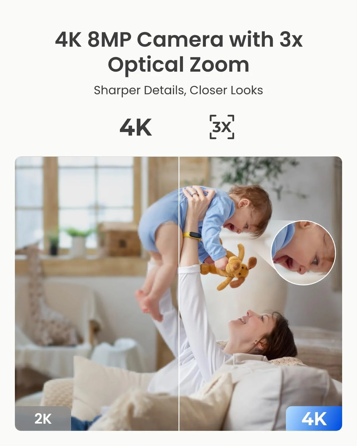 دوربین امنیتی 4K داخلی Reolink برای خانه، دوربین مداربسته بی سیم با قابلیت چرخش 360 درجه، ردیابی خودکار، تشخیص حرکت هوشمند و گریه نوزاد، صدای دو طرفه، دید در شب، وای فای 2.4 و 5 گیگاهرتز، زوم 3 برابر با برنامه، مدل E1 Zoom دوربین امنیتی 4K داخلی Reolink برای خانه، دوربین مداربسته بی سیم با قابلیت چرخش 360 درجه، ردیابی خودکار، تشخیص حرکت هوشمند و گریه نوزاد، صدای دو طرفه، دید در شب، وای فای 2.4 و 5 گیگاهرتز، زوم 3 برابر با برنامه، مدل E1 Zoom