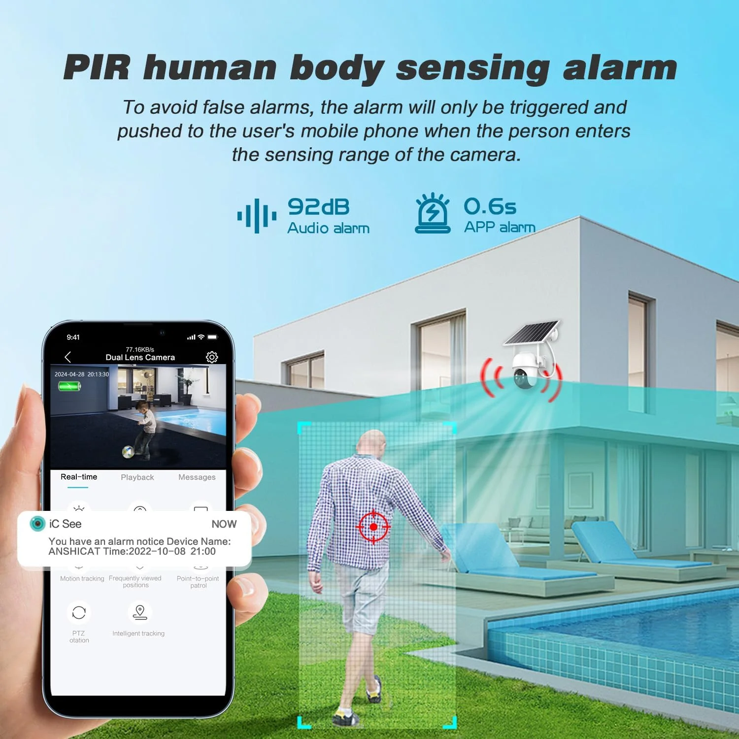 دوربین های امنیتی بی سیم فضای باز، دوربین بی سیم 2K 360 درجه PTZ، دوربین های امنیتی خورشیدی برای خانه، دید در شب رنگی/اسپیکر و آژیر 2 طرفه/WiFi 2.4G/4MP/Cloud (بسته 2 عددی دوربین 4MP) دوربین های امنیتی بی سیم فضای باز، دوربین بی سیم 2K 360 درجه PTZ، دوربین های امنیتی خورشیدی برای خانه، دید در شب رنگی/اسپیکر و آژیر 2 طرفه/WiFi 2.4G/4MP/Cloud (بسته 2 عددی دوربین 4MP)