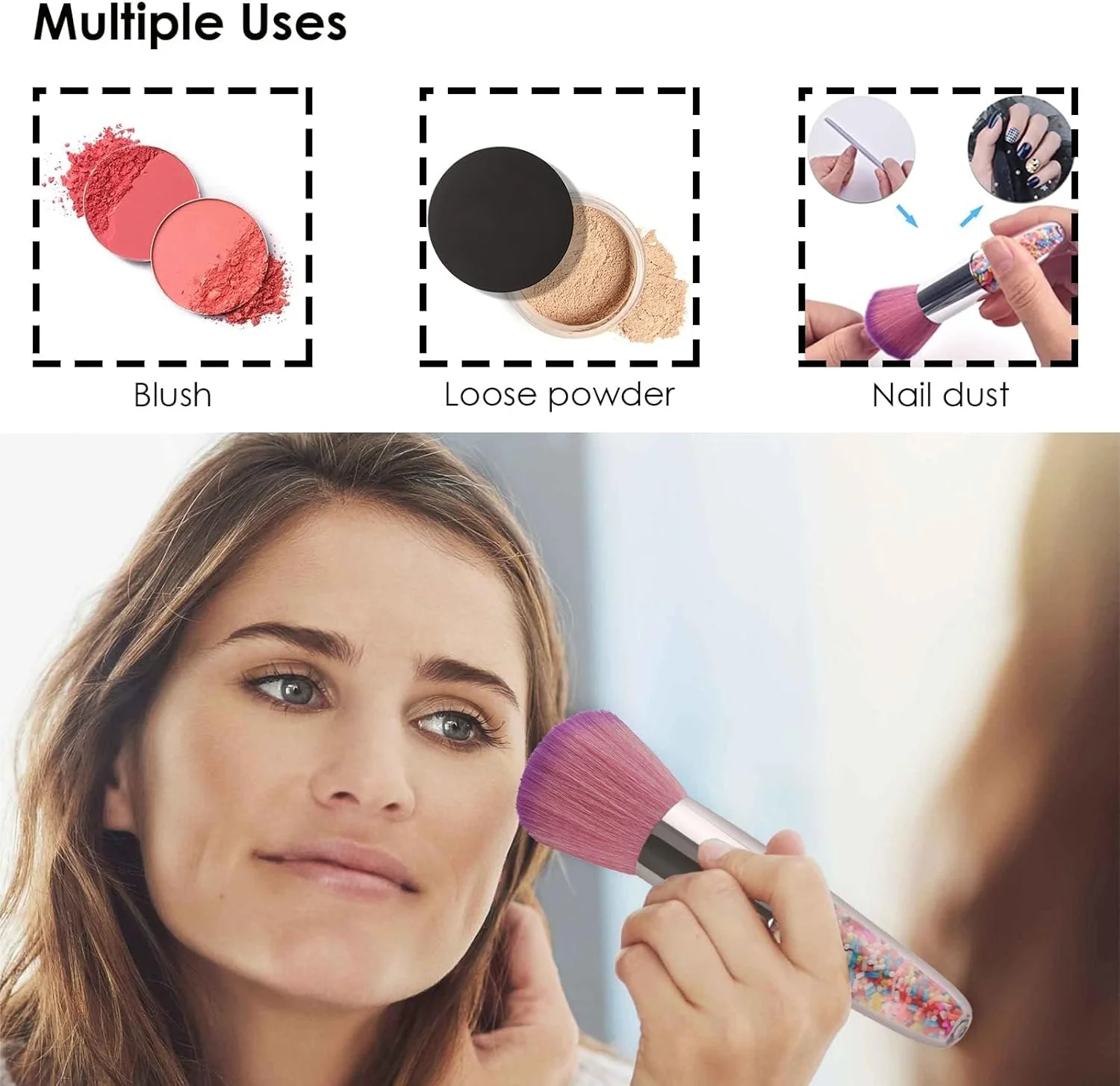 ست 4 عددی برس پودر شوی دسته رنگی KASTWAVE برای آرایش و تمیز کردن ناخن - برس بزرگ رژگونه و ابزار مانیکور، بنفش ست 4 عددی برس پودر شوی دسته رنگی KASTWAVE برای آرایش و تمیز کردن ناخن - برس بزرگ رژگونه و ابزار مانیکور، بنفش