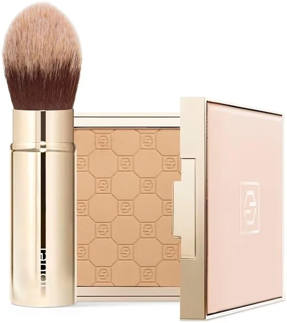 براش مسافرتی ضروری ژوئر برای آرایش صورت - براش آرایشی - مناسب برای مسافرت - موهای نرم و مصنوعی - بدون تست حیوانی، گلوتن و پارابن - مناسب برای گیاهخواران، طلایی، 48 گرم