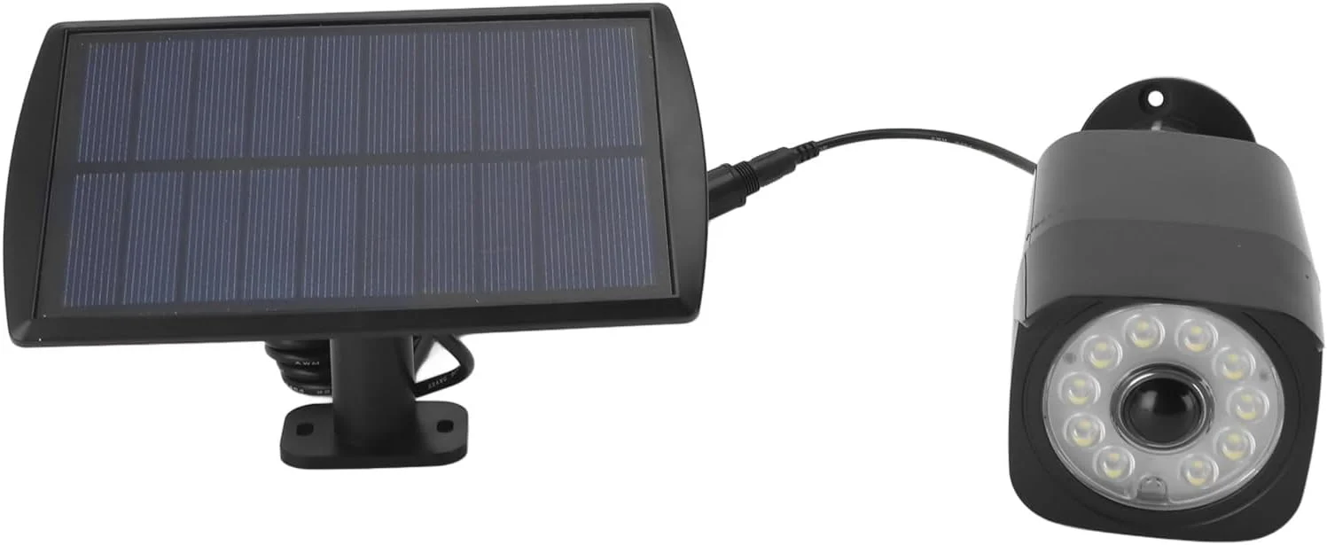 دوربین امنیتی جعلی خورشیدی Luocute، چراغ خورشیدی دوربین های ساختگی ضد آب با سنسور حرکتی، چراغ دوربین شبیه سازی شده با حالت کارکرد 3 دنده برای حیاط، تاخیر 30 ثانیه ای